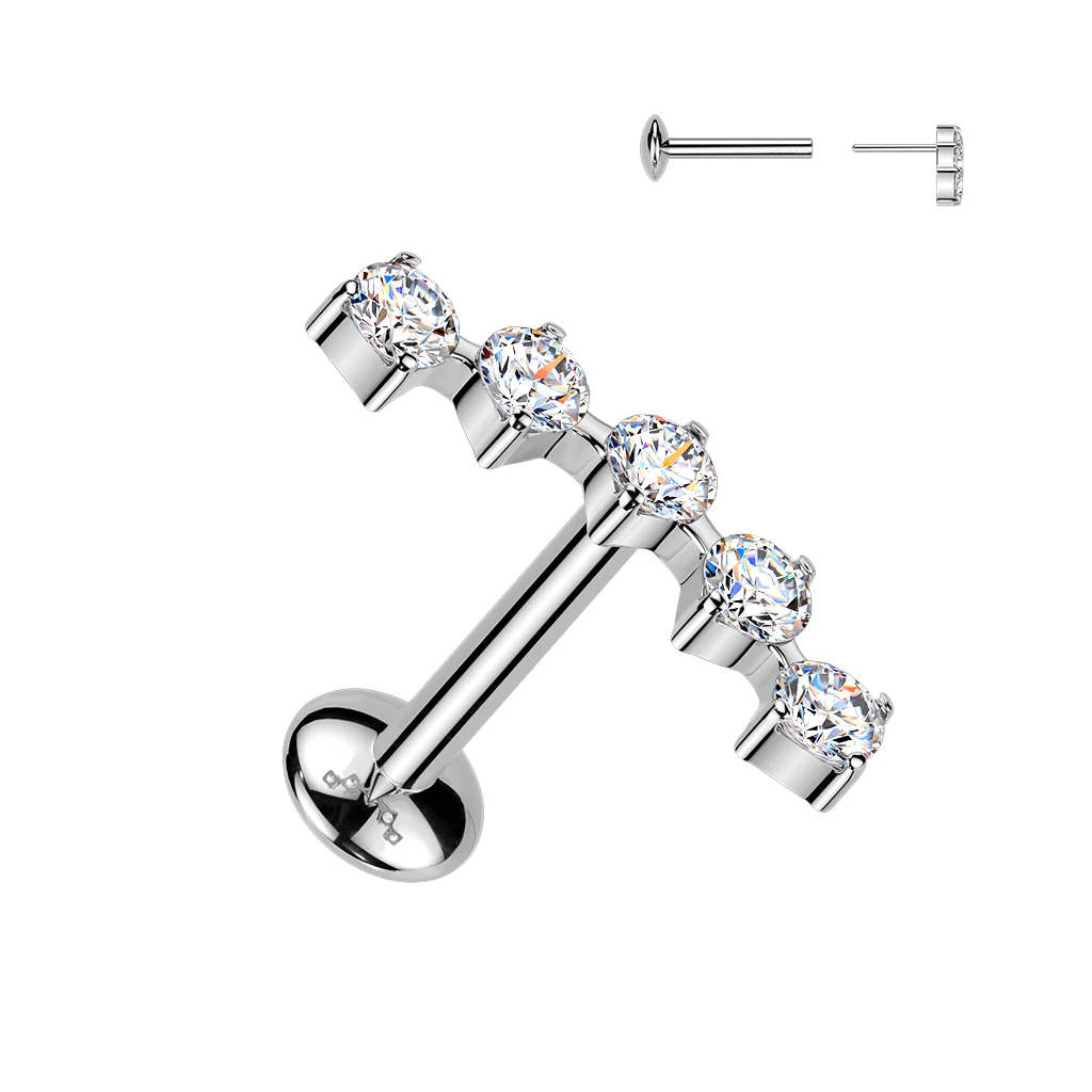 18G 5/16 Moissanite Curved Titanium Threadless Push In Cartilage Earrings - Image 2