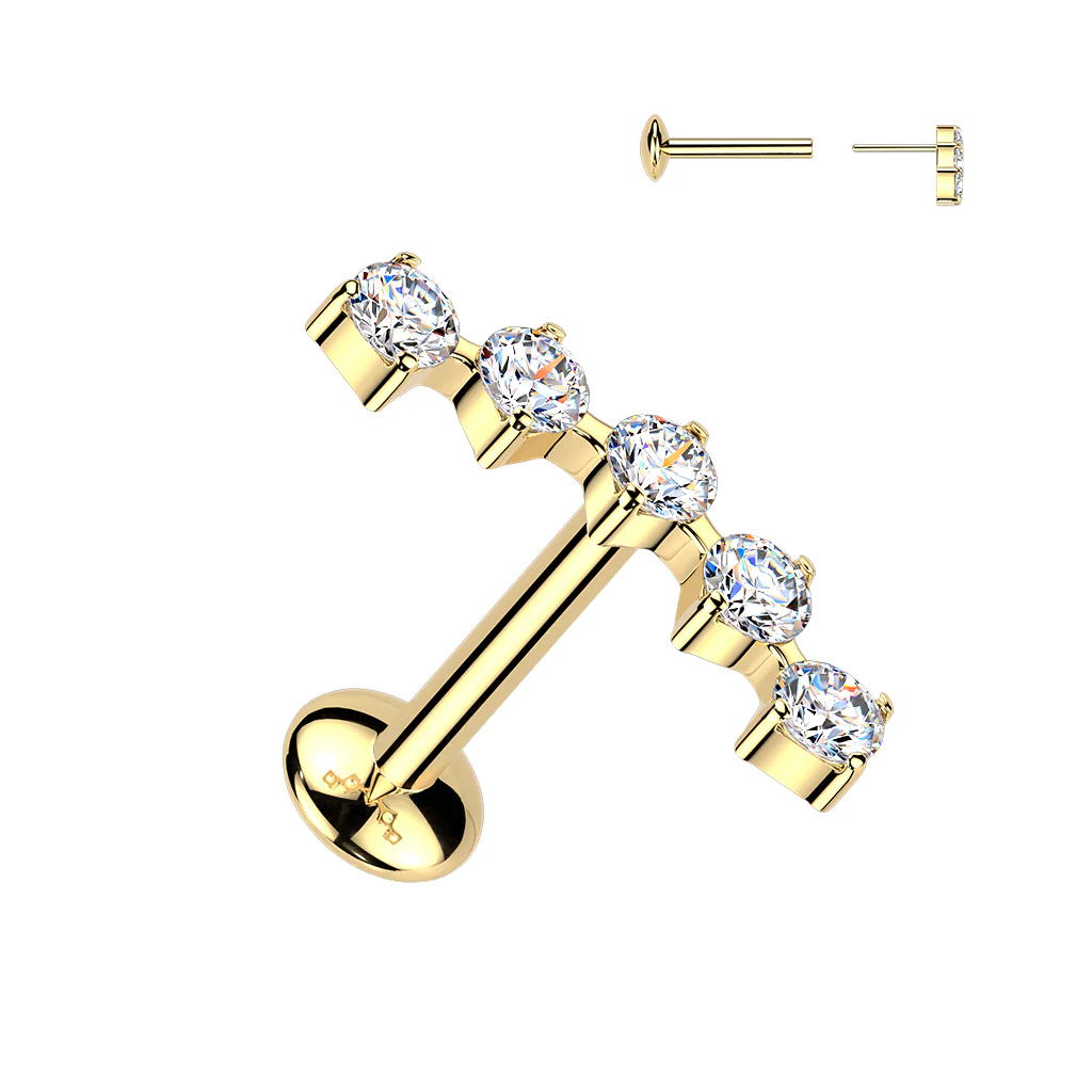 18G 5/16 Moissanite Curved Titanium Threadless Push In Cartilage Earrings - Image 3