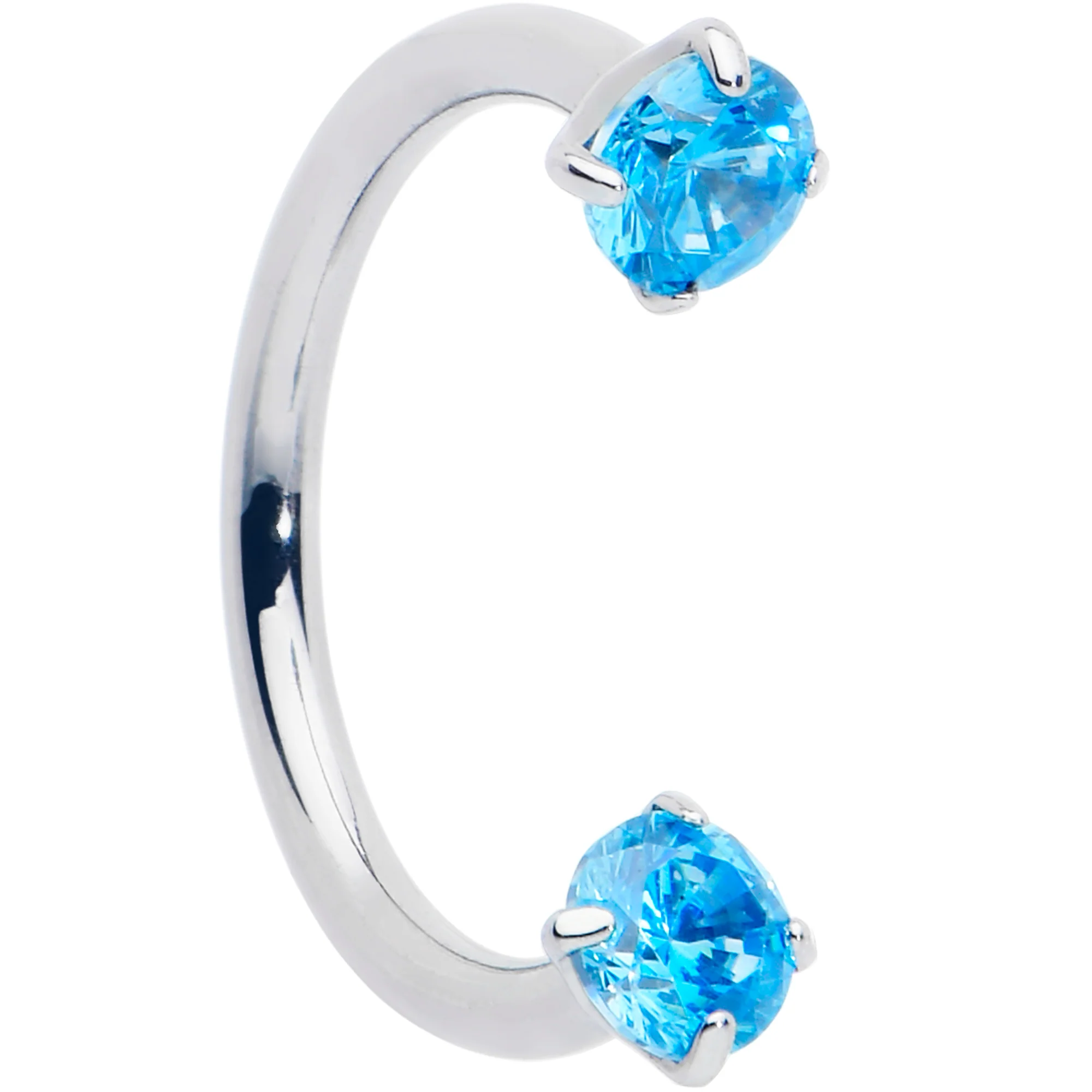 18G Double Gem Titanium Horseshoe Nose Ring -  Internally Threaded Solid Titanium CZ Horseshoe Nose Hoop - Image 9