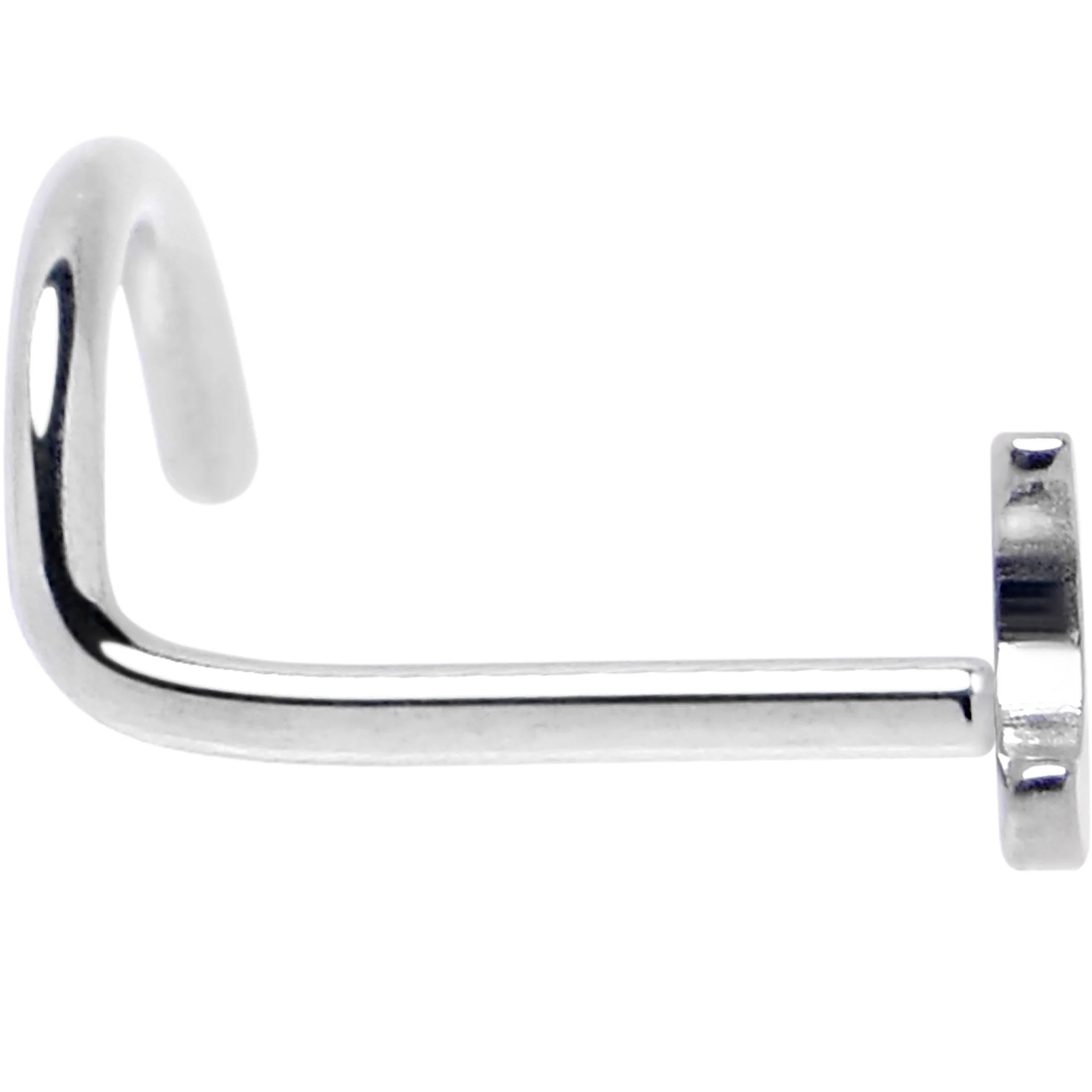20G 1/4 ASTM F-136 Implant Grade Titanium Moon Threadless Left Side Nose Screw - Image 2