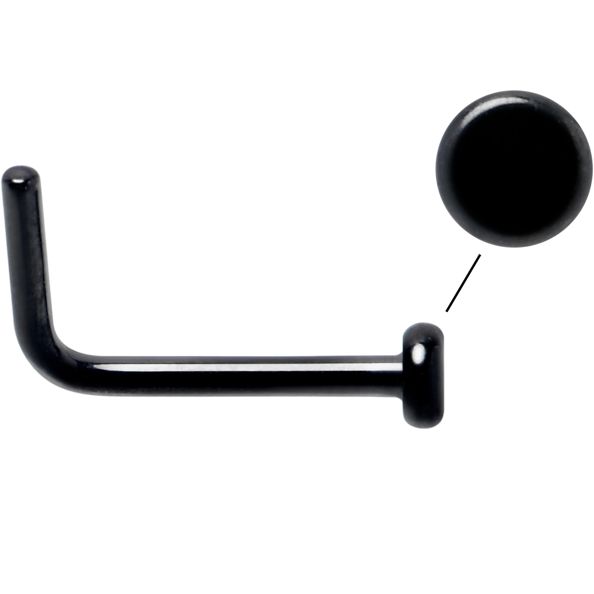 20G 1/4 Black ASTM F-136 Implant Grade Titanium 2mm Disc End L Shape Nose Ring - Image 3