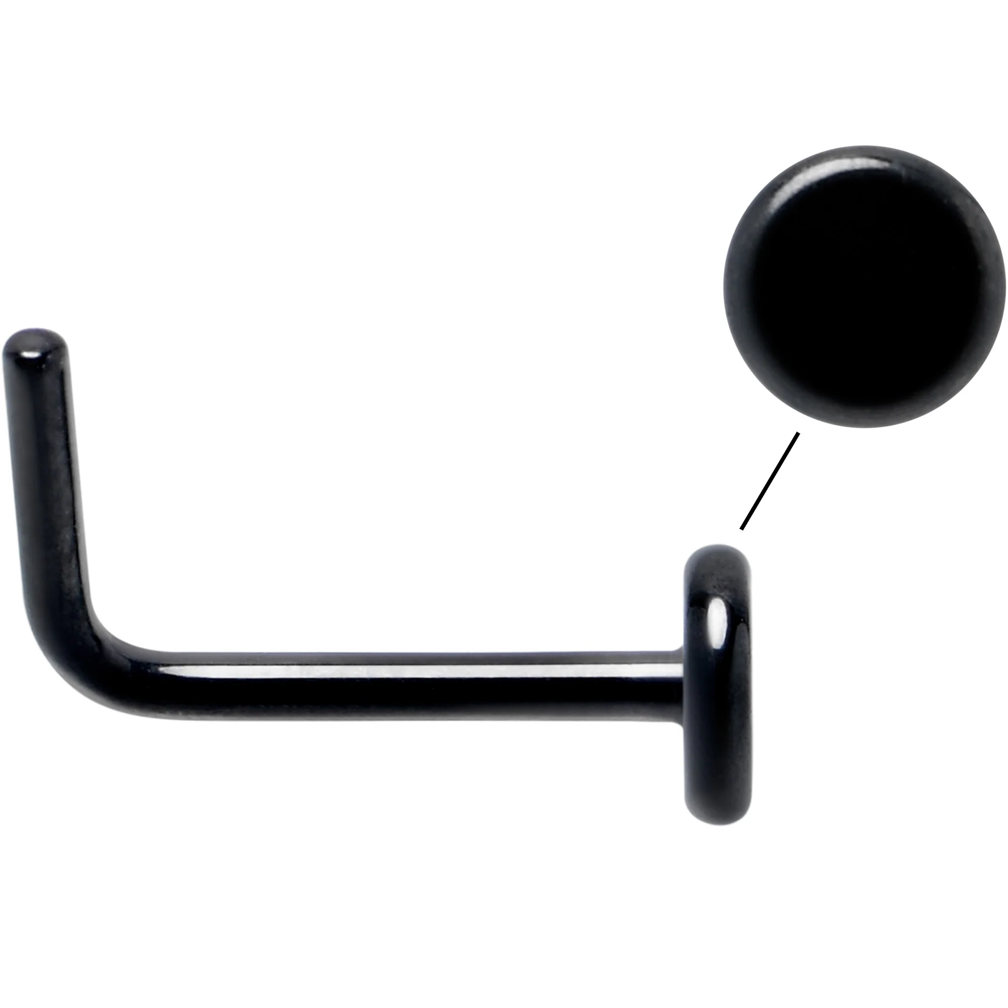 20G 1/4 Black ASTM F-136 Implant Grade Titanium 3mm Disc End L Shape Nose Ring - Image 3