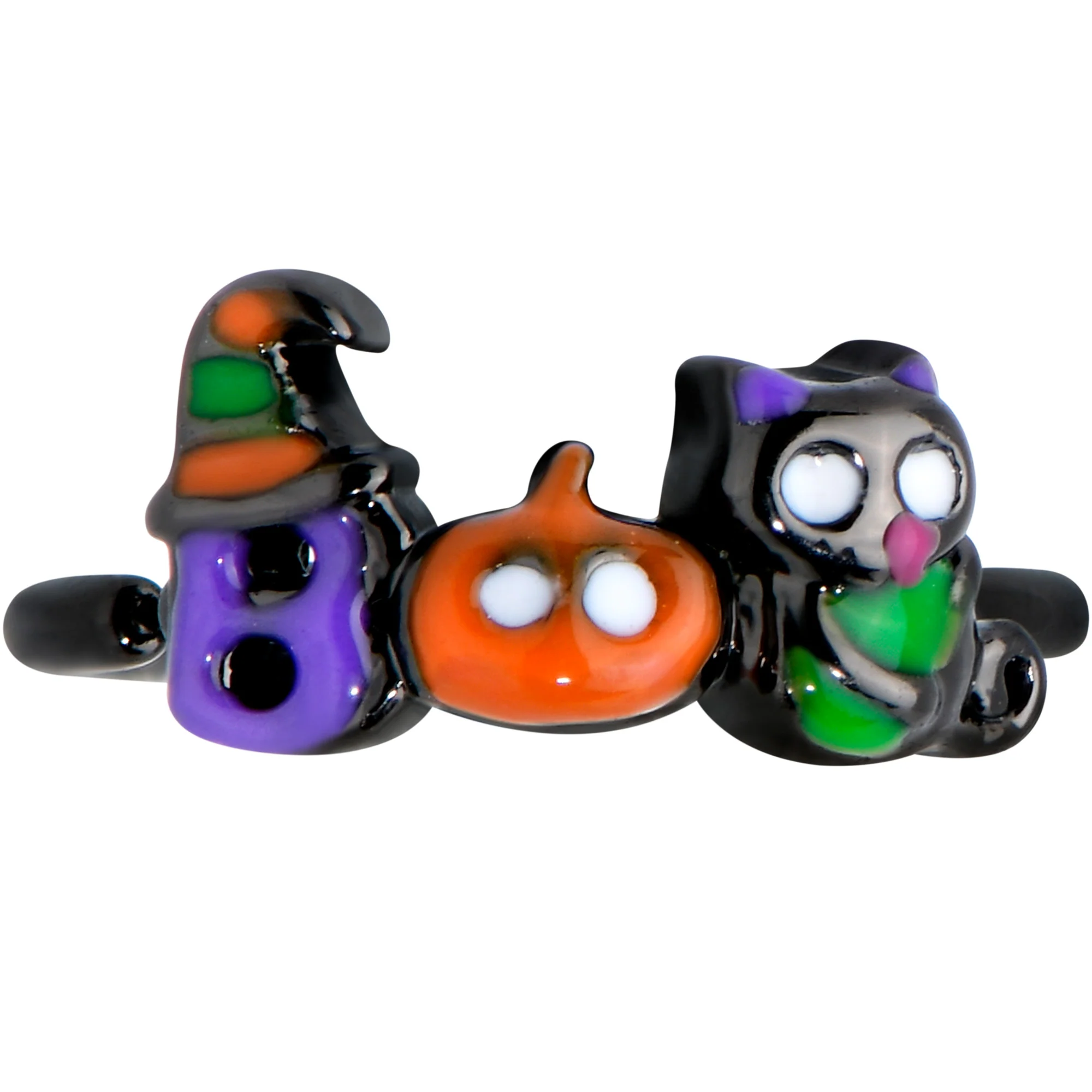 20G 1/4 Black Boo Party Halloween Nose Hoop - Image 2