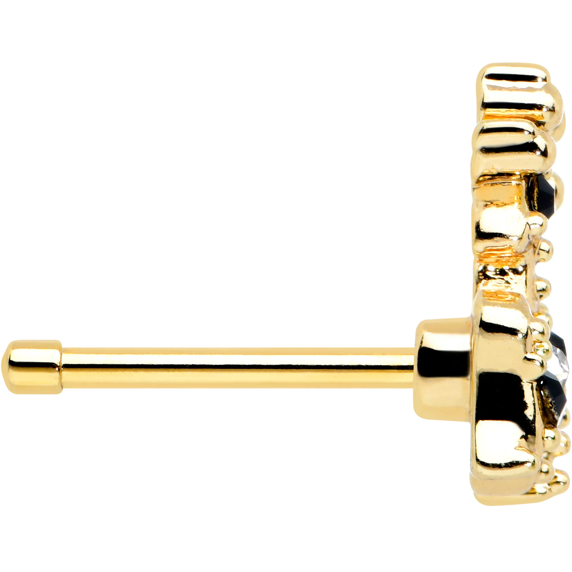 20G 1/4 Black Gem Gold Tone Decadent Deer Nose Bone - Image 3