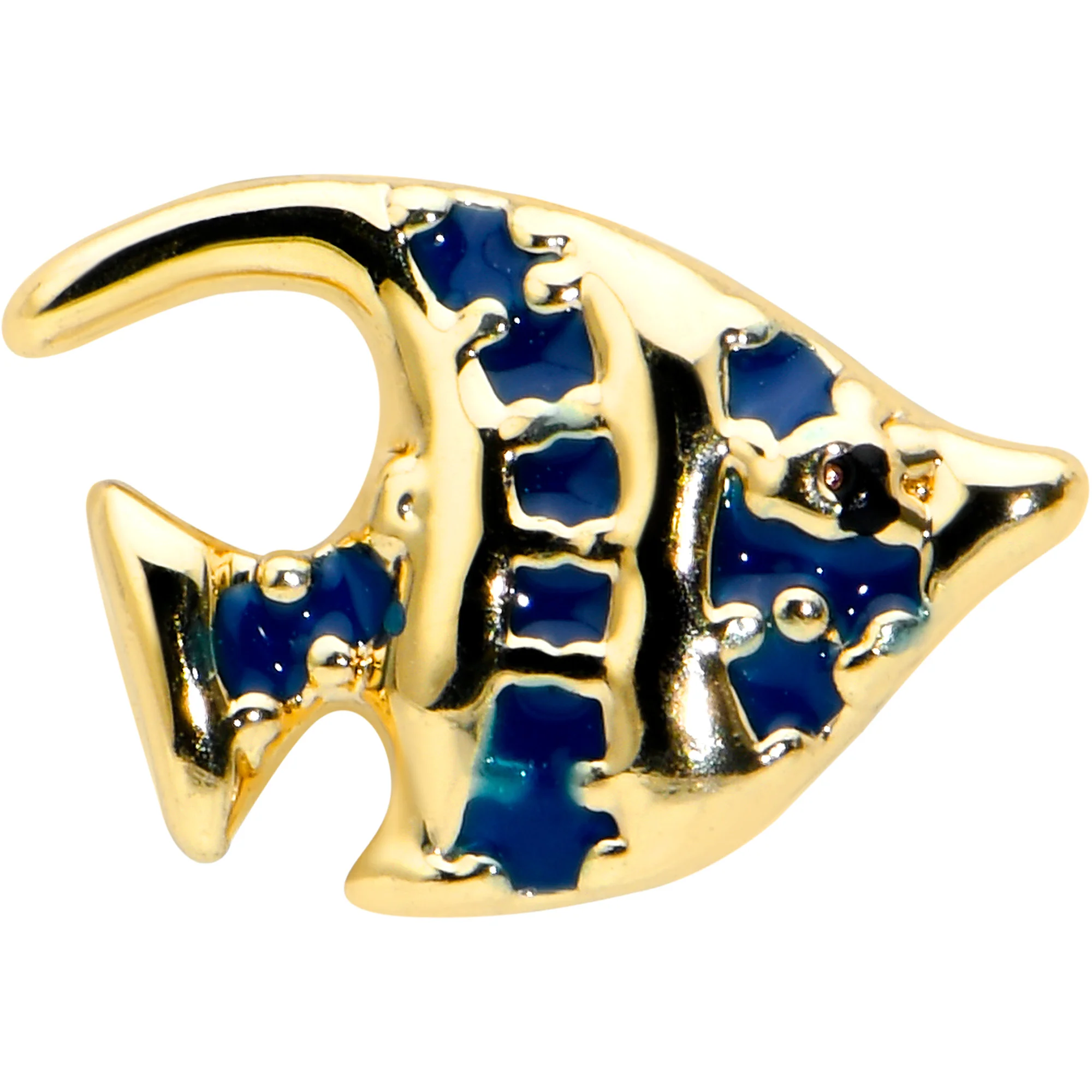 20G 1/4 Blue Gem Gold Tone Adorable Angelfish Nose Bone - Image 2