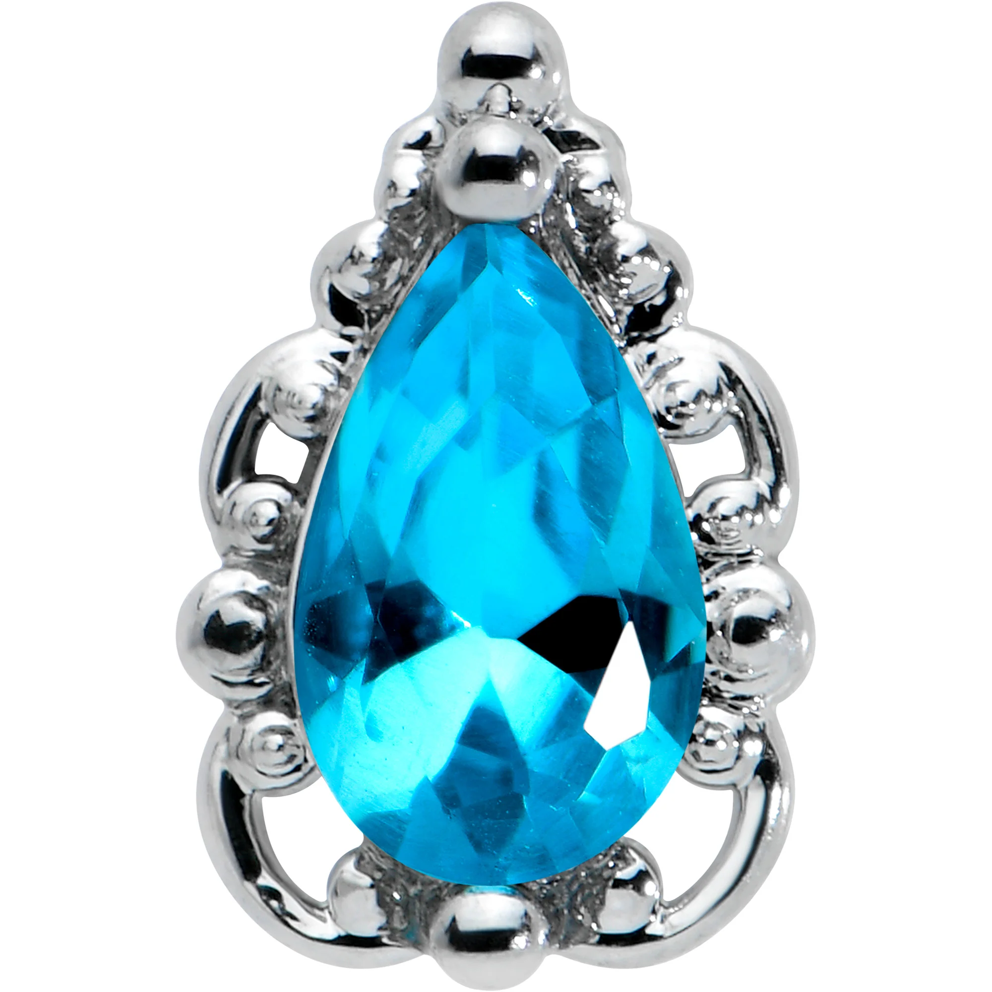 20G 1/4 Blue Gem Textured Art Deco Nose Bone - Image 2