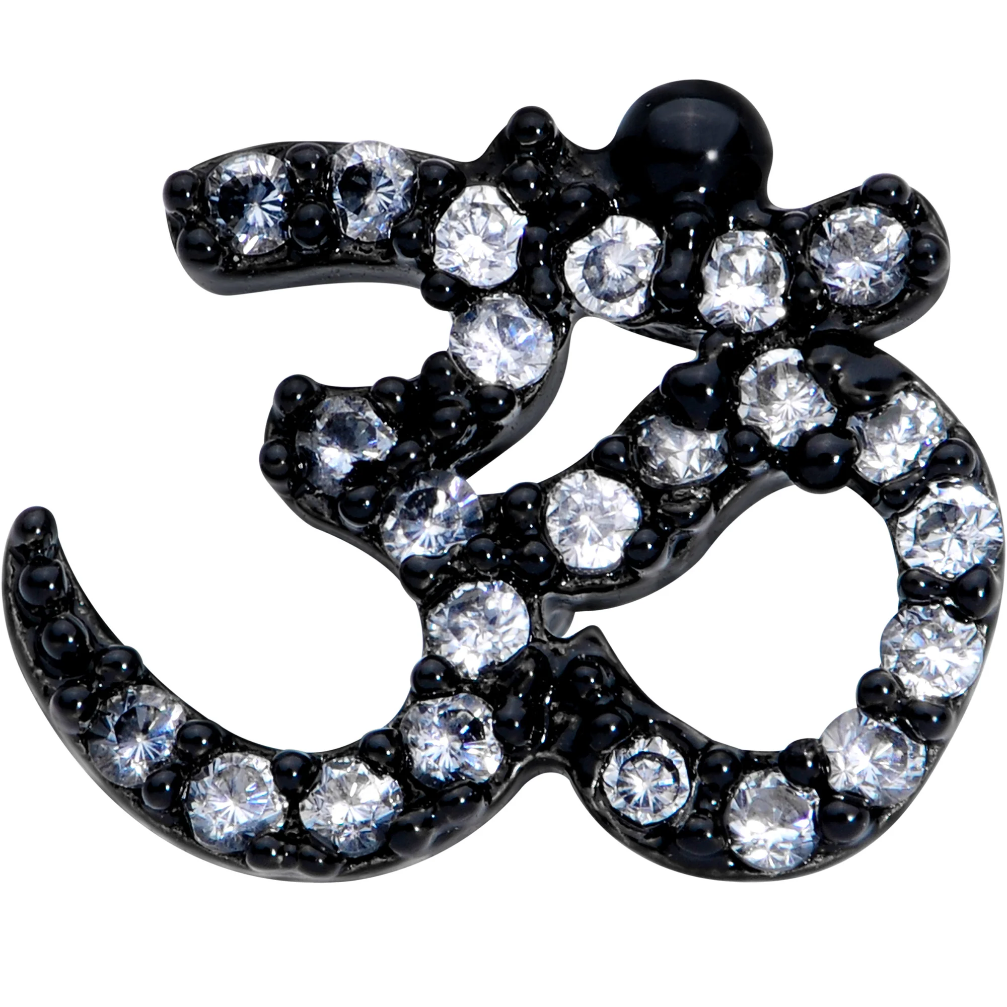 20G 1/4 Clear CZ Gem Black Amazing Om Nose Bone - Image 2