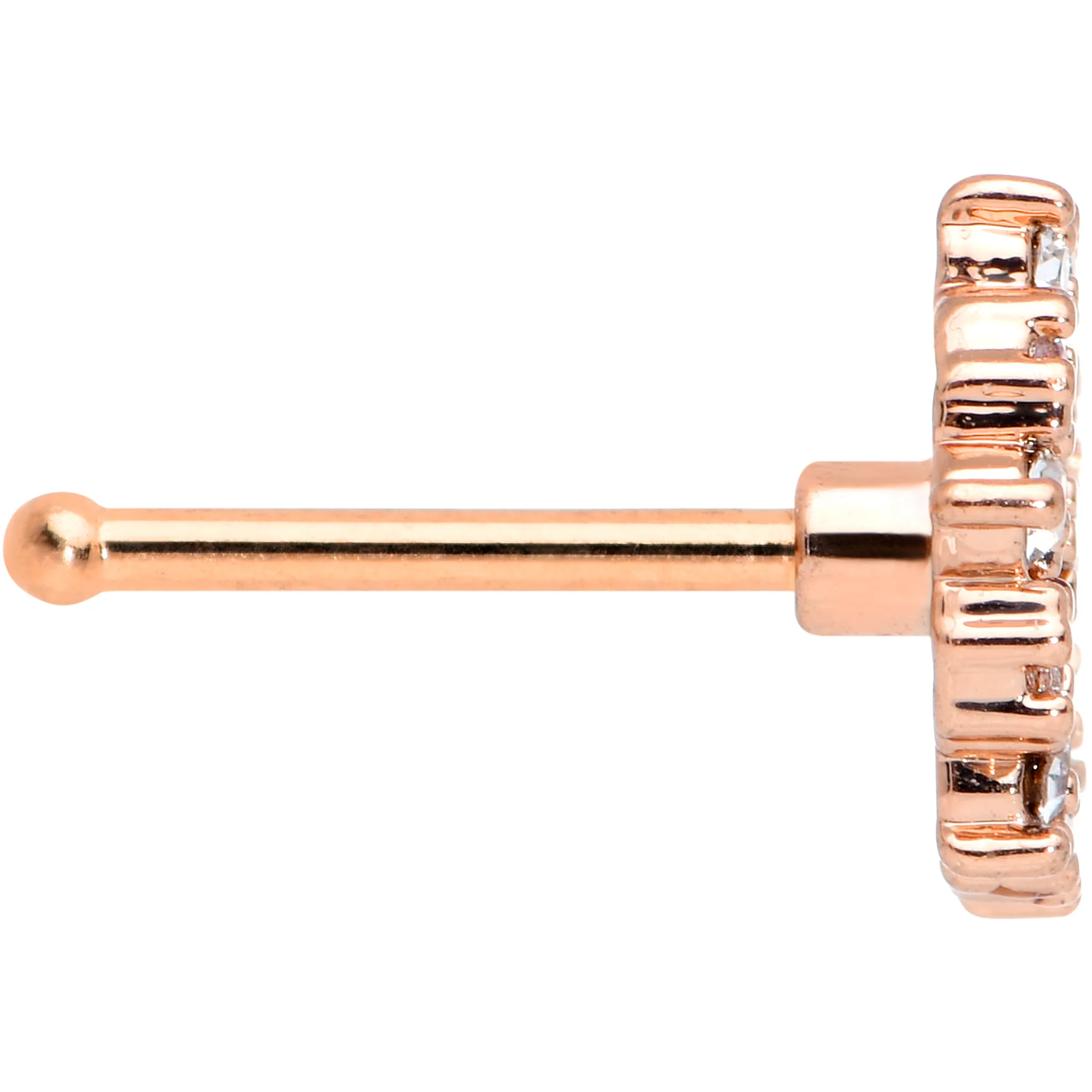 20G 1/4 Clear CZ Gem Rose Gold Tone Geometric Web Nose Bone - Image 3