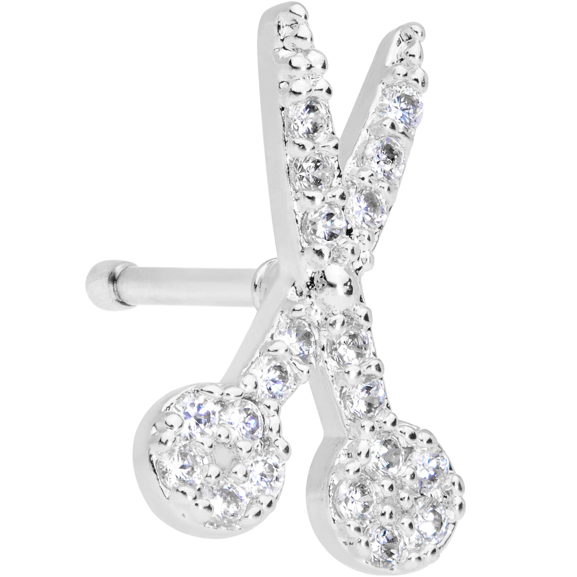 20G 1/4 Clear CZ Gem Shear Scissors Nose Bone