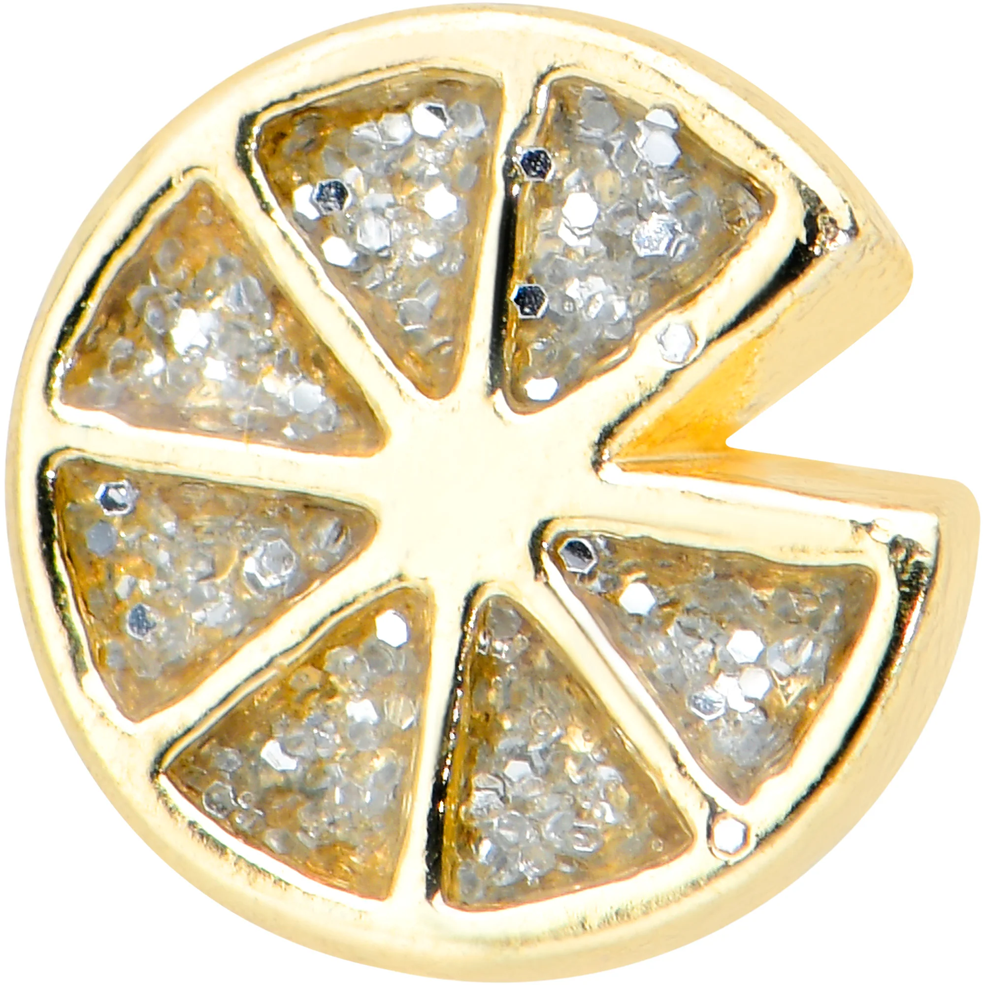 20G 1/4 Clear Gem Gold Tone Orange Tasty Fruit Nose Bone - Image 2