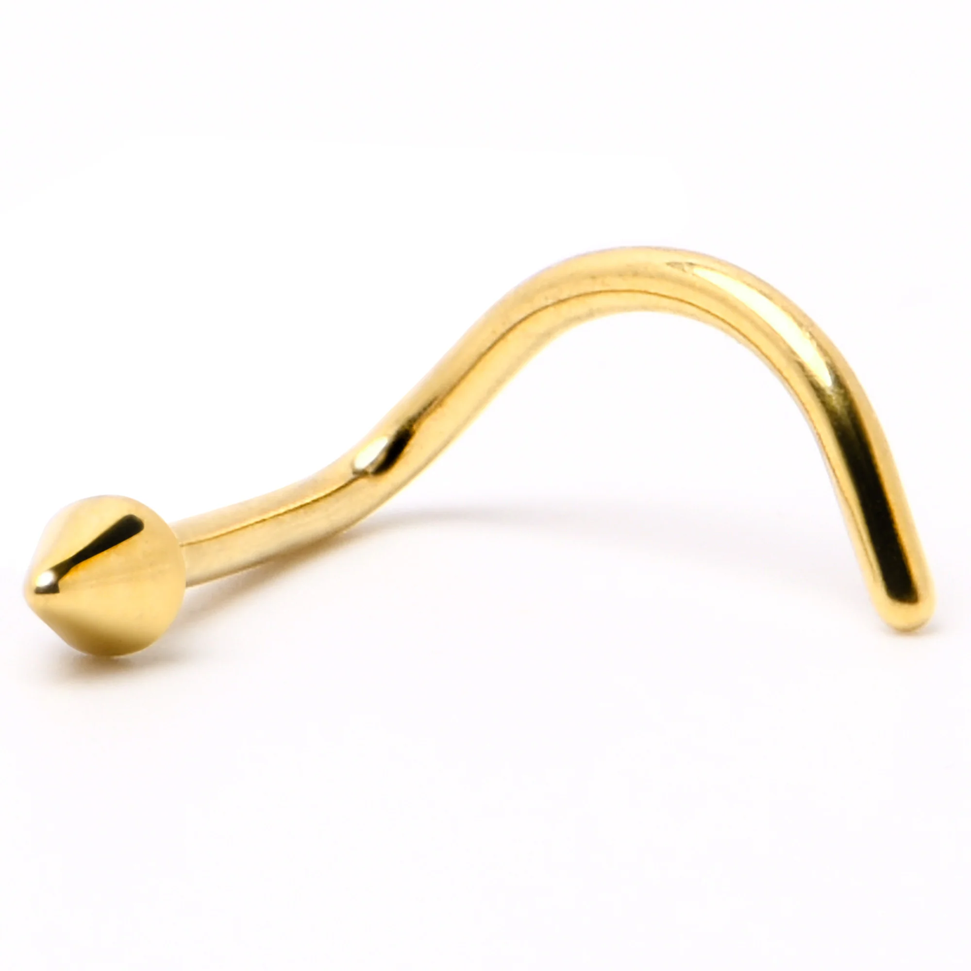 20G 1/4 Gold Hue ASTM F-136 Implant Grade Titanium Cone End Left Side Nose Screw - Image 6