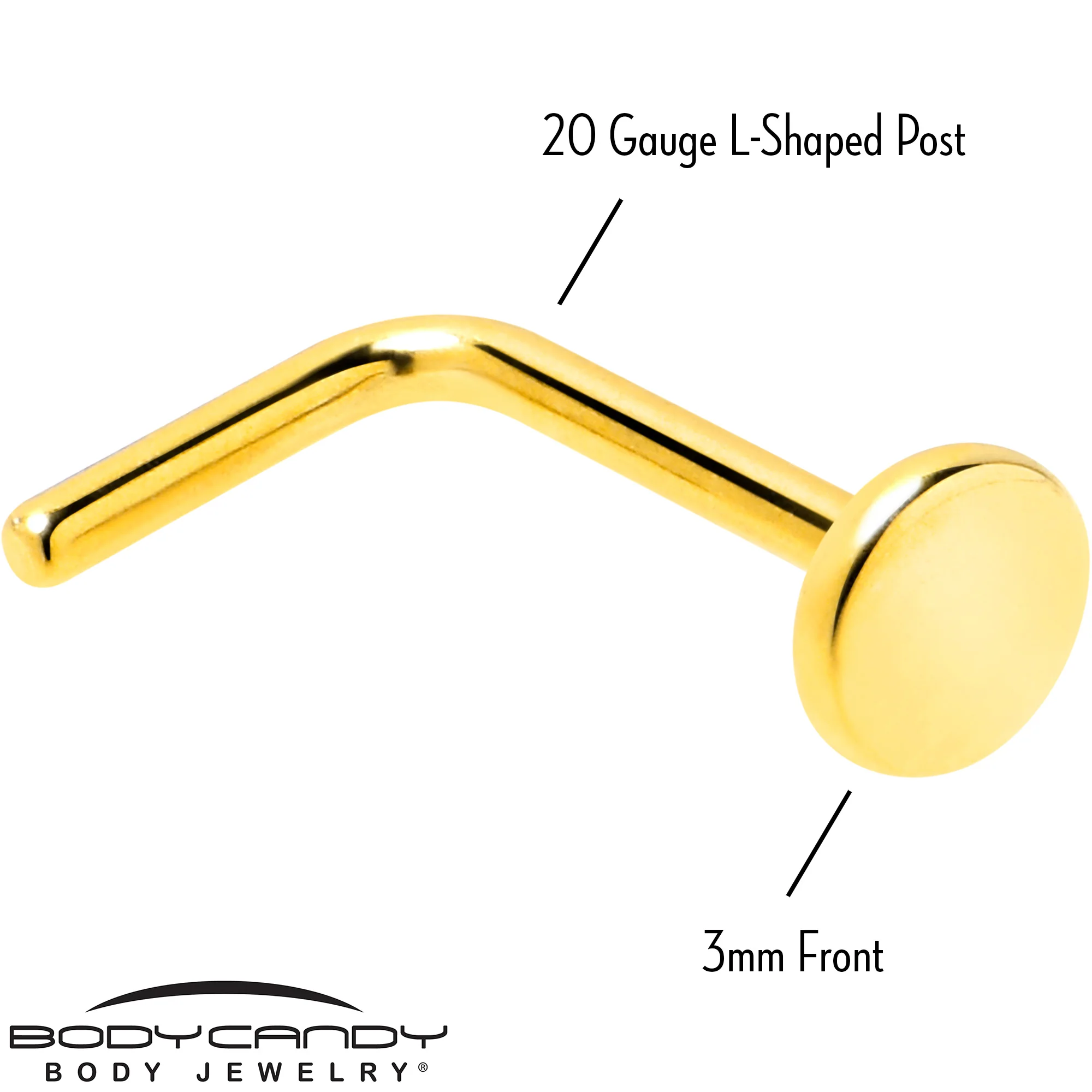 20G 1/4 Gold Tone ASTM F-136 Implant Grade Titanium 3mm Disc L Shape Nose Ring - Image 4