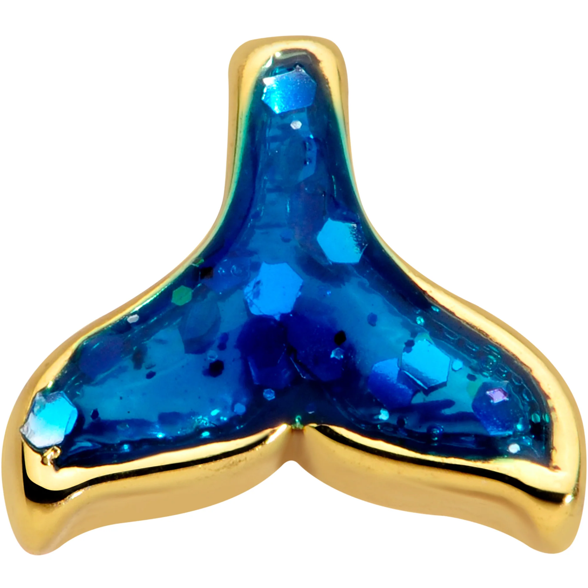20G 1/4 Gold Tone Iridescent Mermaid Tail L Shaped Nose Ring - Image 2