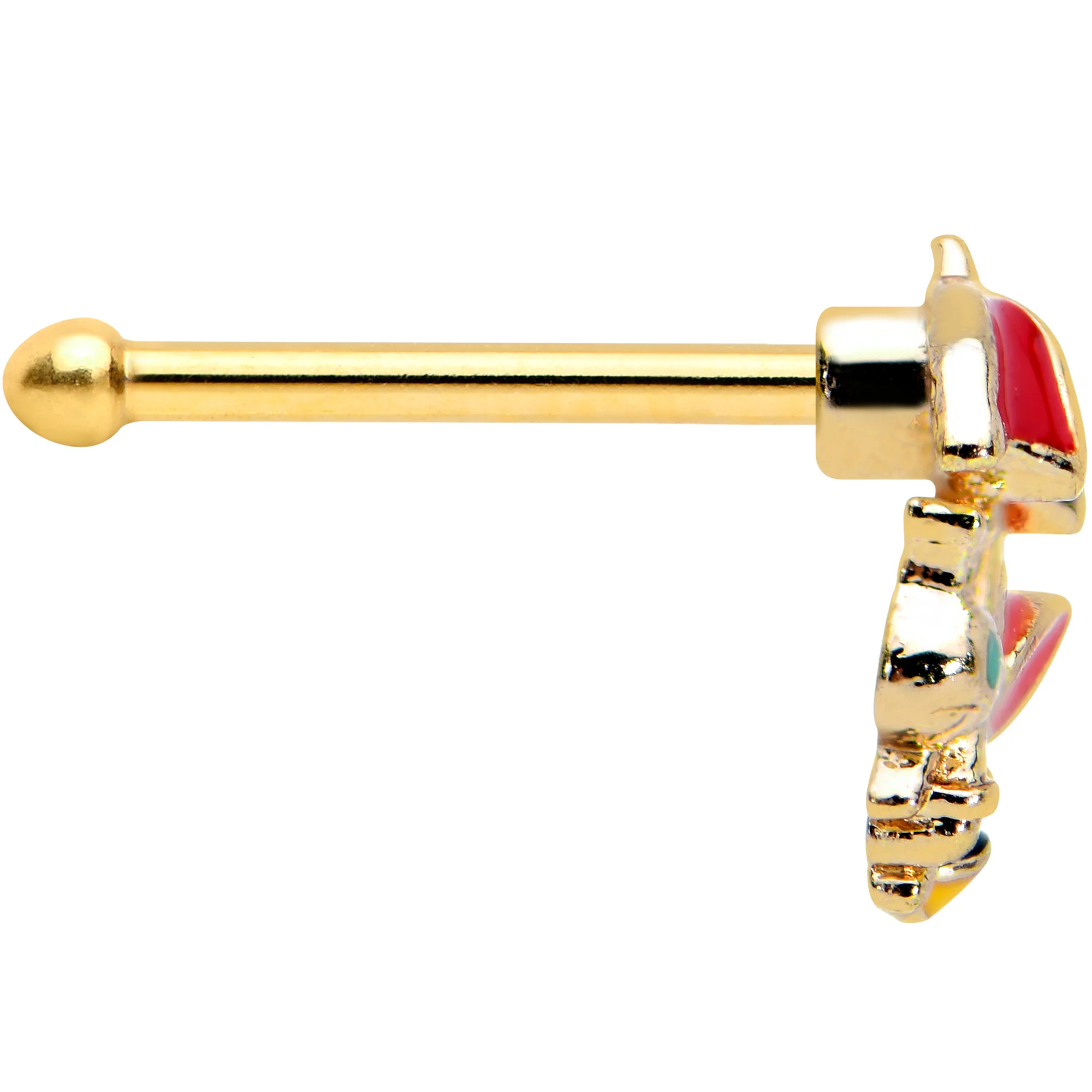 20G 1/4 Gold Tone Rainy Day Umbrella Bee Nose Bone - Image 3