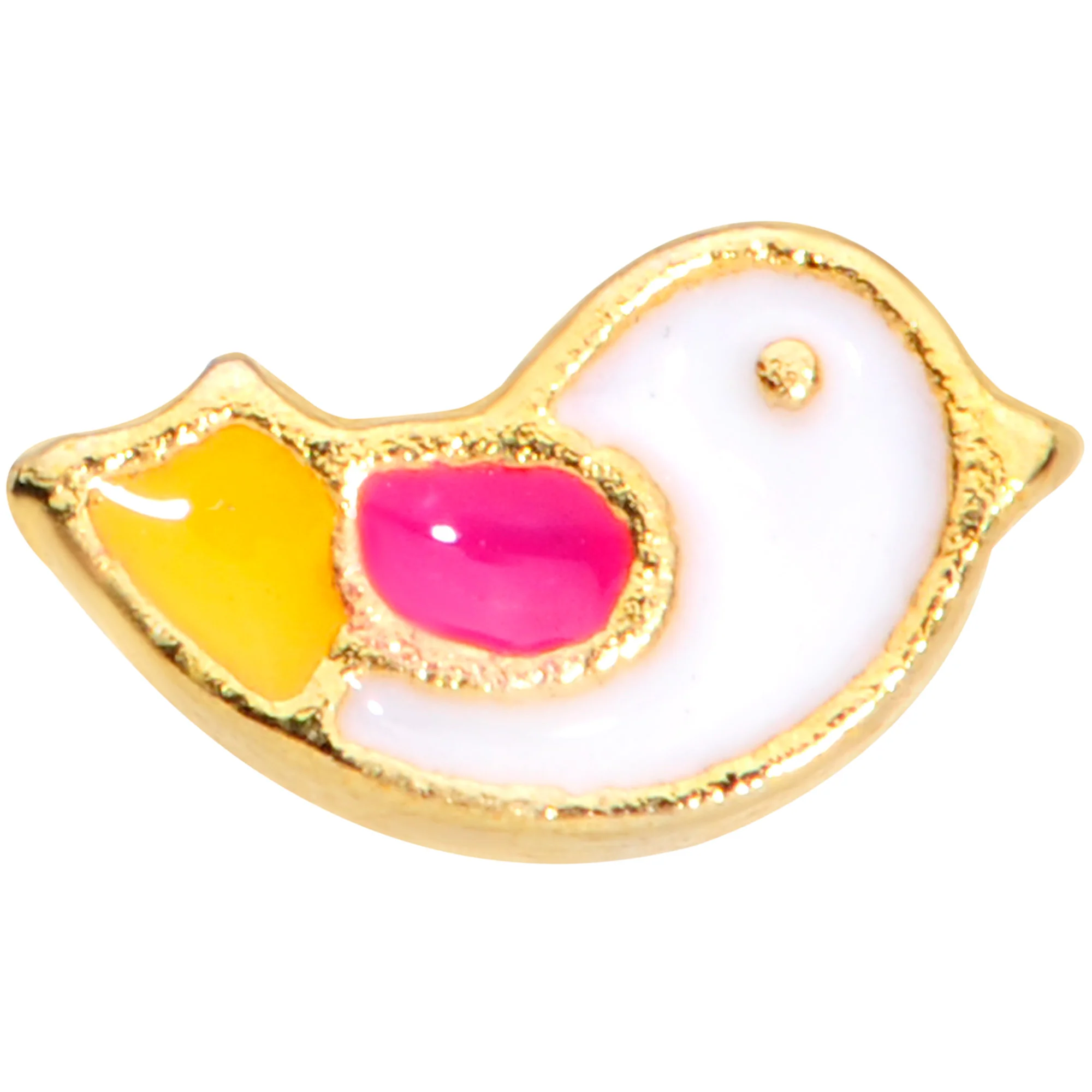 20G 1/4 Gold Tone Pink Wing Pretty Bird Nose Bone - Image 2