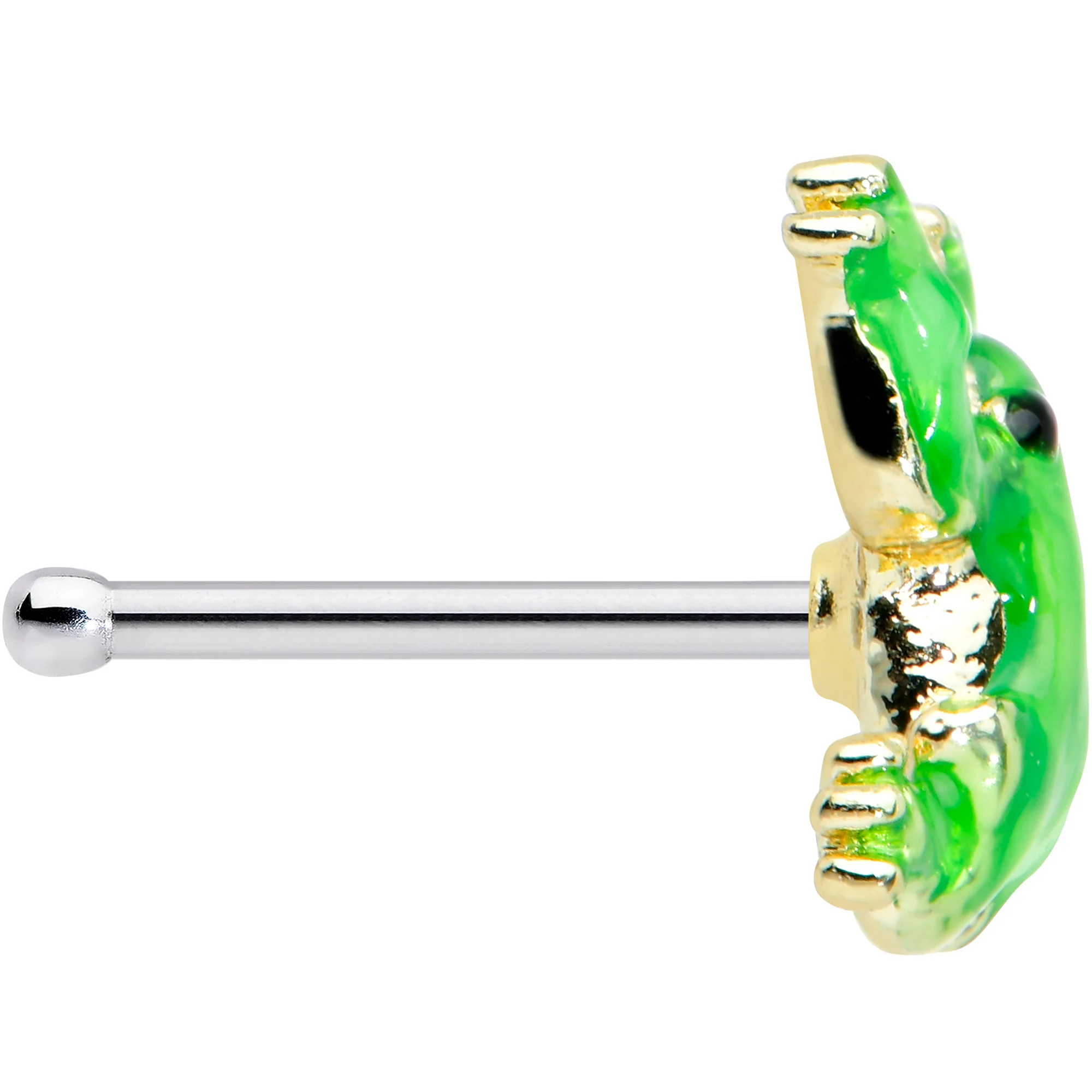 20G 1/4 Happy Green Tree Frog Nose Bone - Image 3