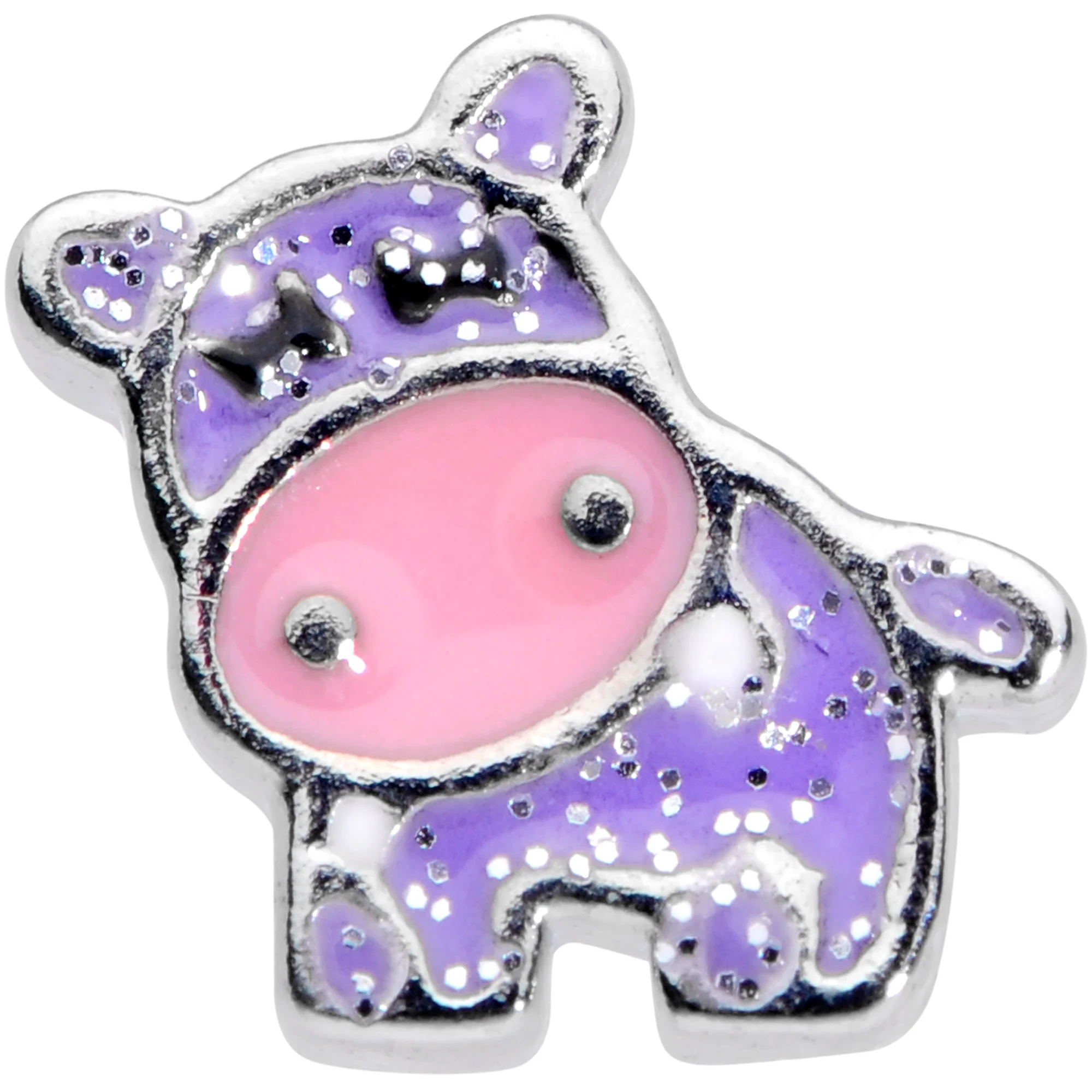 20G 1/4 Happy Purple Hippo Nose Bone - Image 2