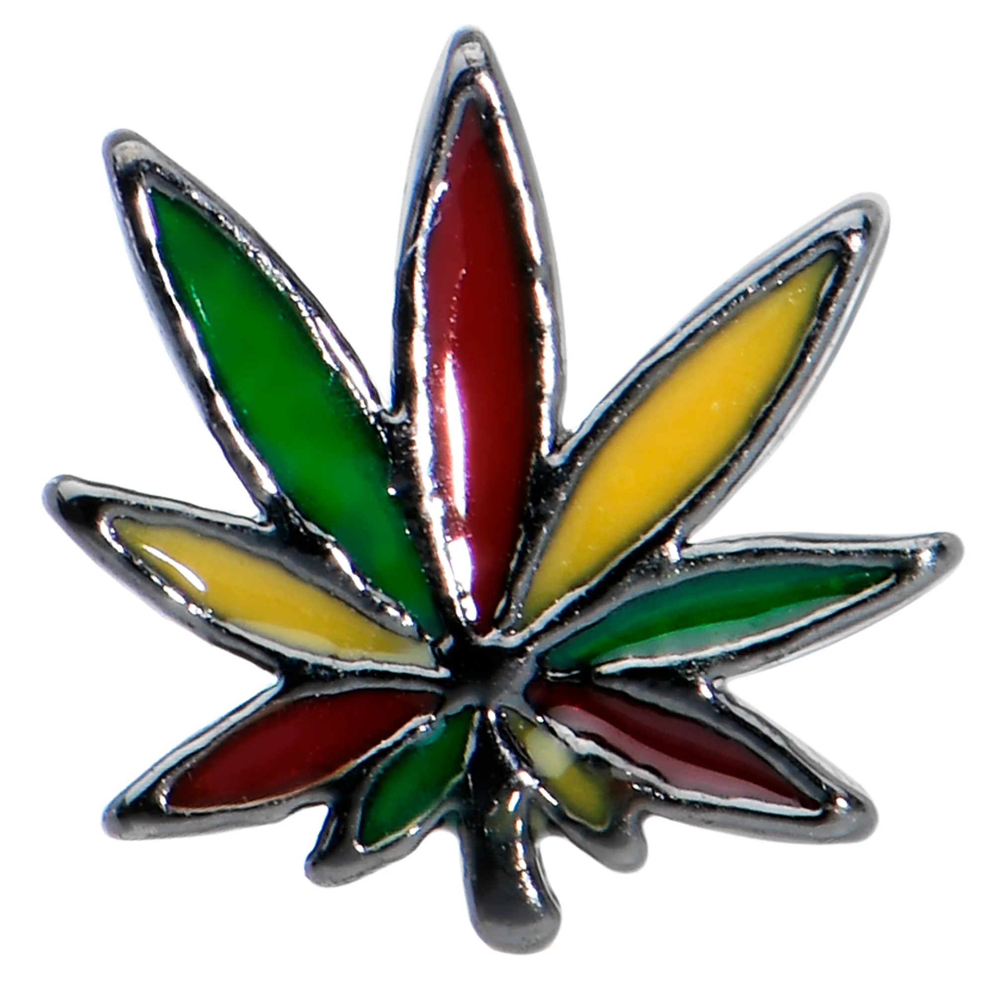 20G 1/4 Multicolor Pot Leaf L Shape Nose Ring - Image 2