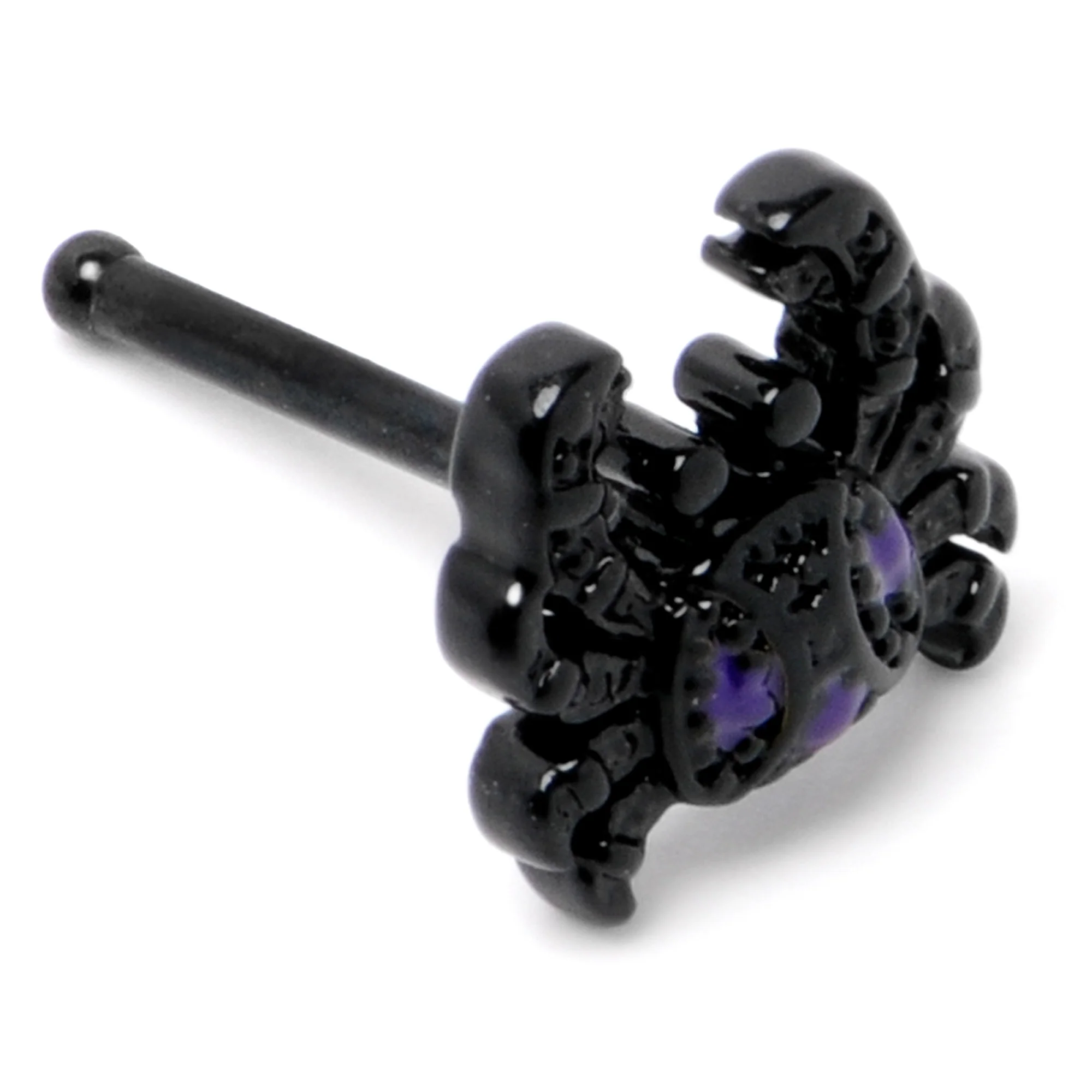 20G 1/4 Purple Gem Black Chic Crab Nose Bone - Image 5