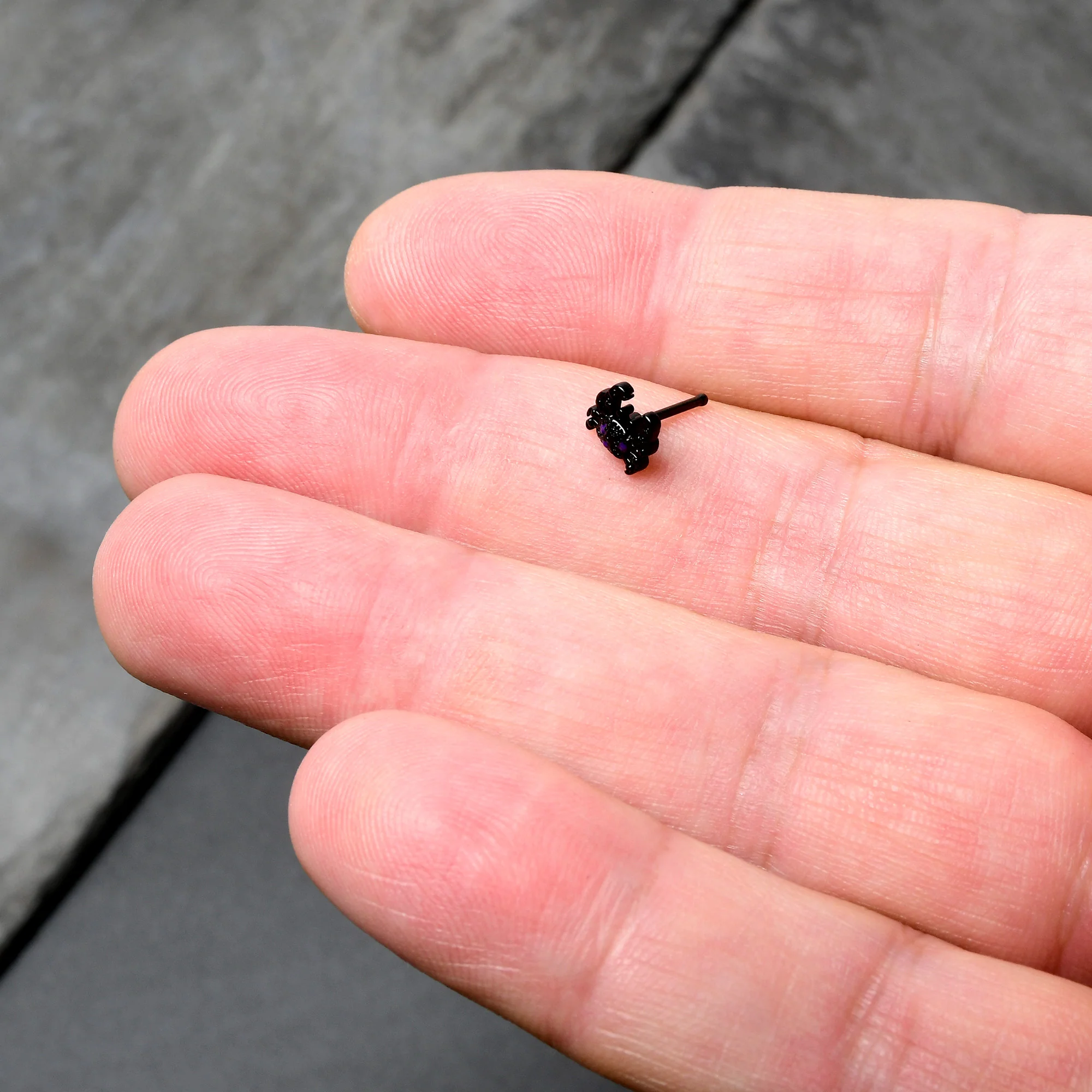 20G 1/4 Purple Gem Black Chic Crab Nose Bone - Image 7