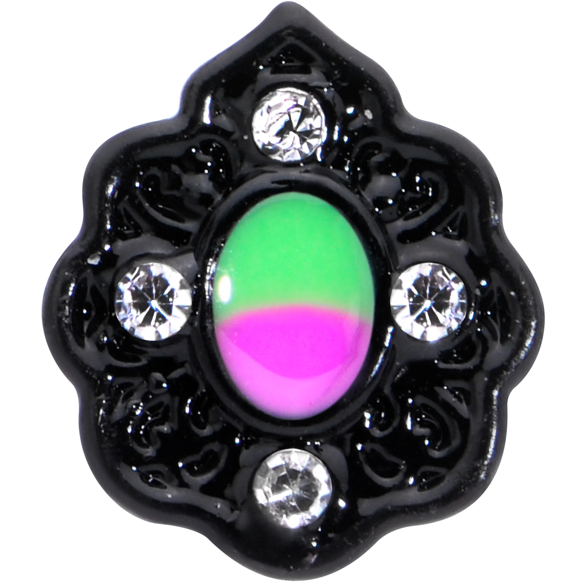 20G 1/4 Purple Tourmaline Black Lacy Drop Nose Bone - Image 2