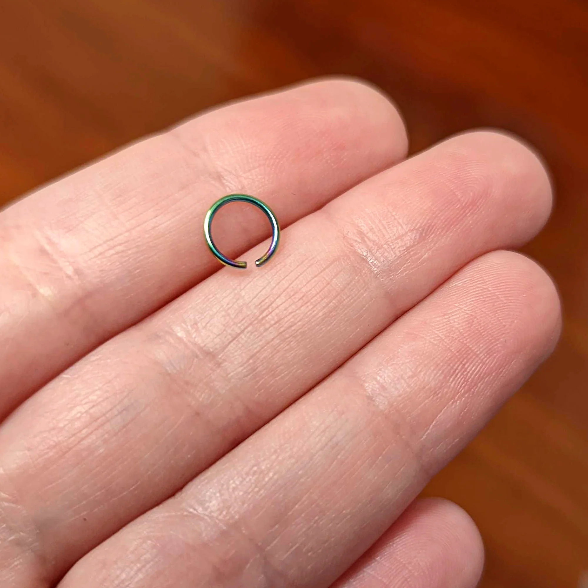 20G 1/4 Rainbow PVD Grade 23 Titanium Bendable Hoop Ring - Image 4