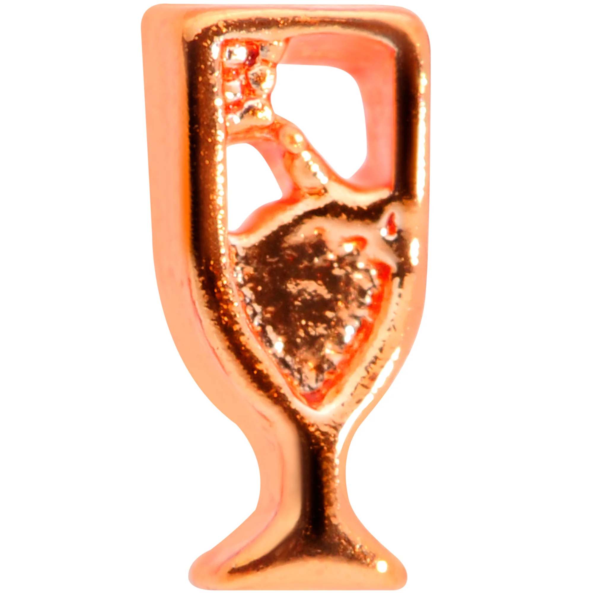 20G 1/4 Rose Gold Tone New Years Champagne L Shaped Nose Ring - Image 2