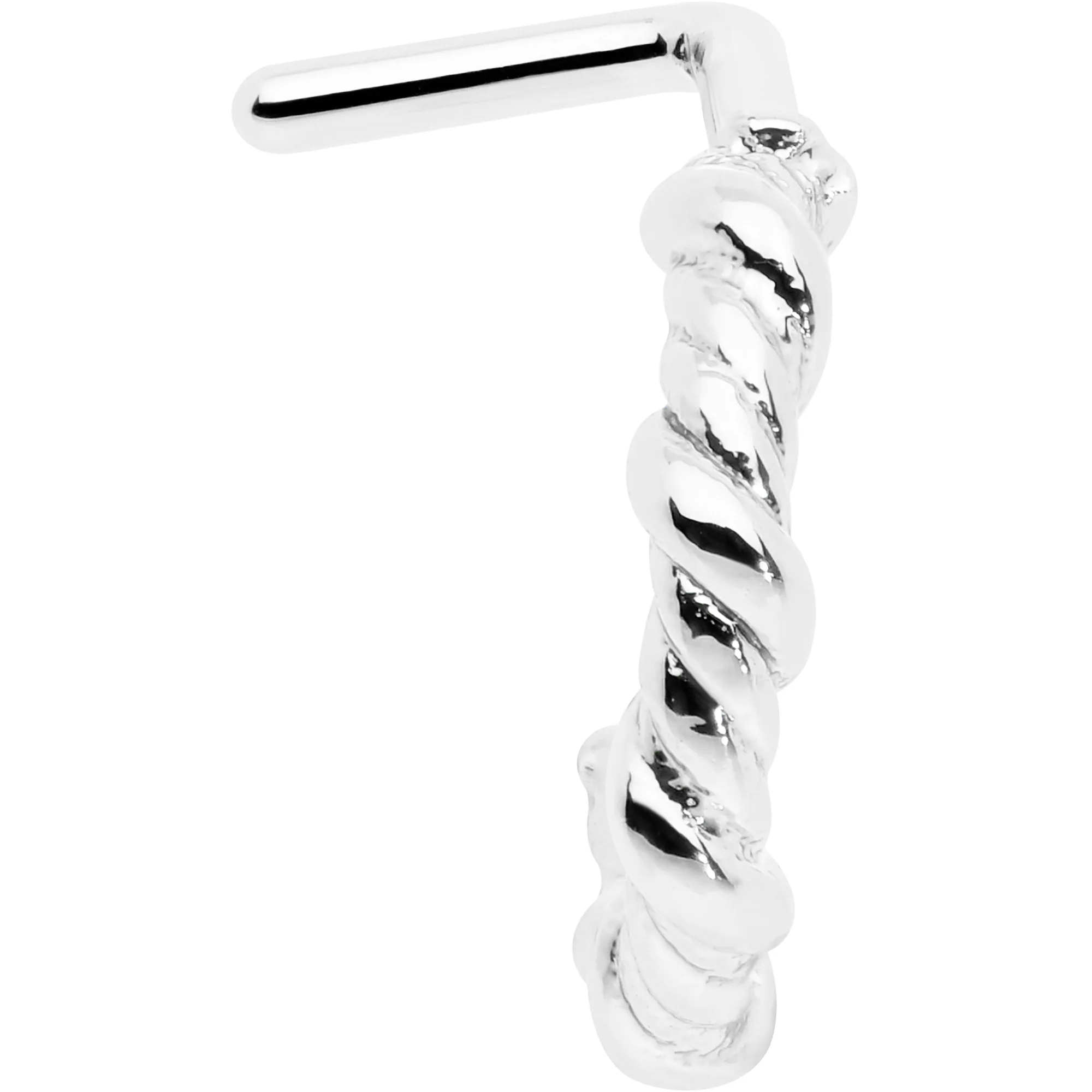 20G 1/4 Wicked Wire Faux Hoop L Shape Nose Ring - Image 2