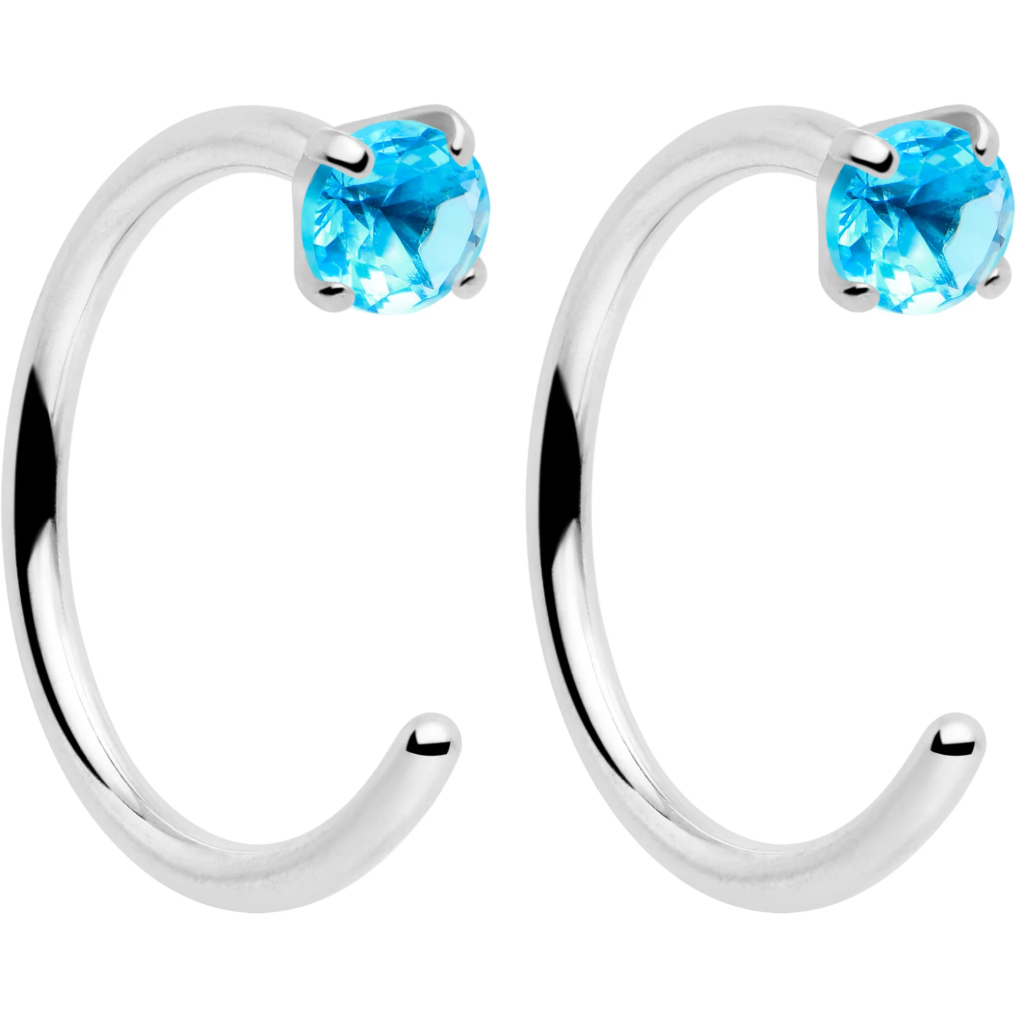 20G 2mm Gem Implant Grade Titanium Open Hoop Earrings - Image 8