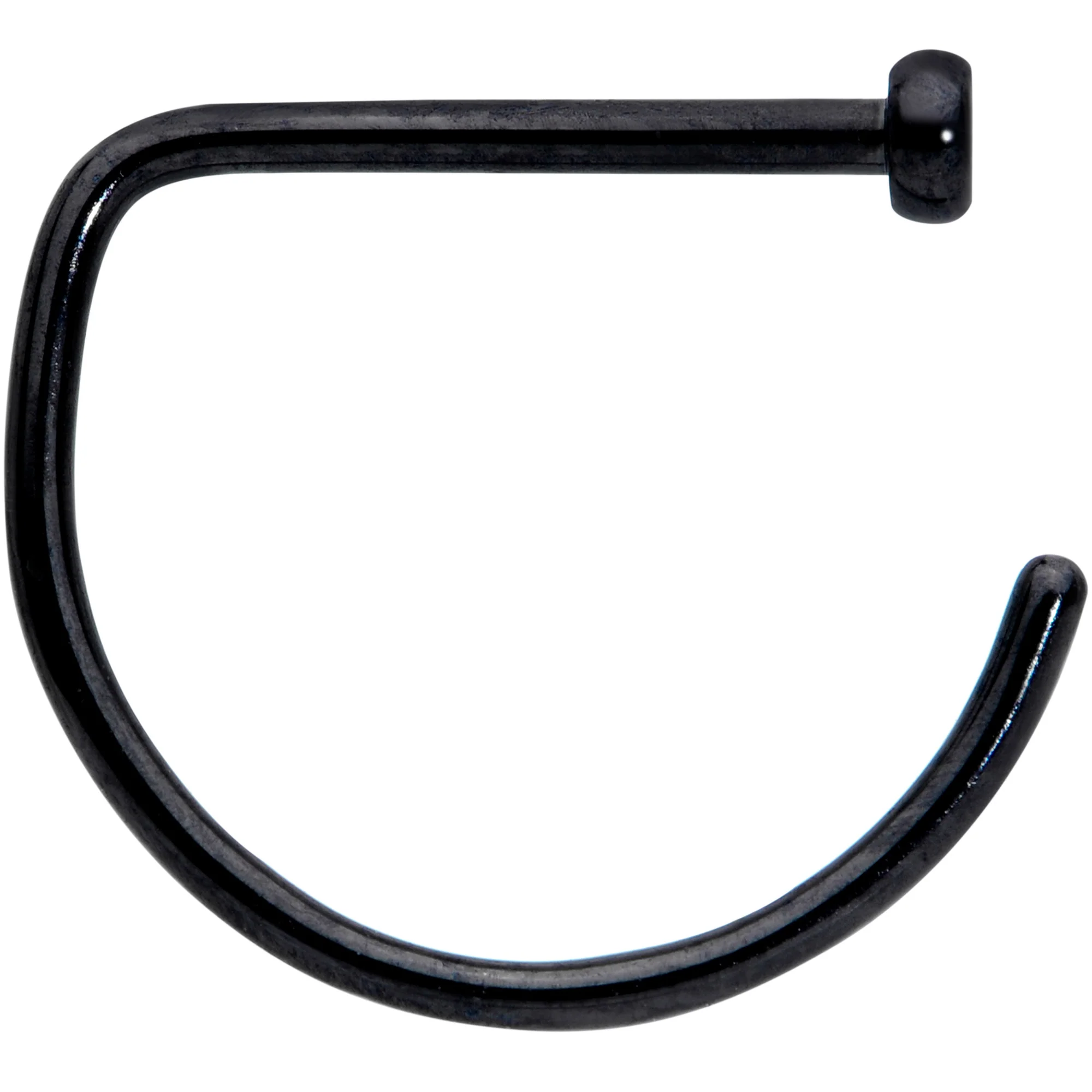 20G 3/8 Black Implant Grade Titanium D Shape Nose Hoop - Image 3