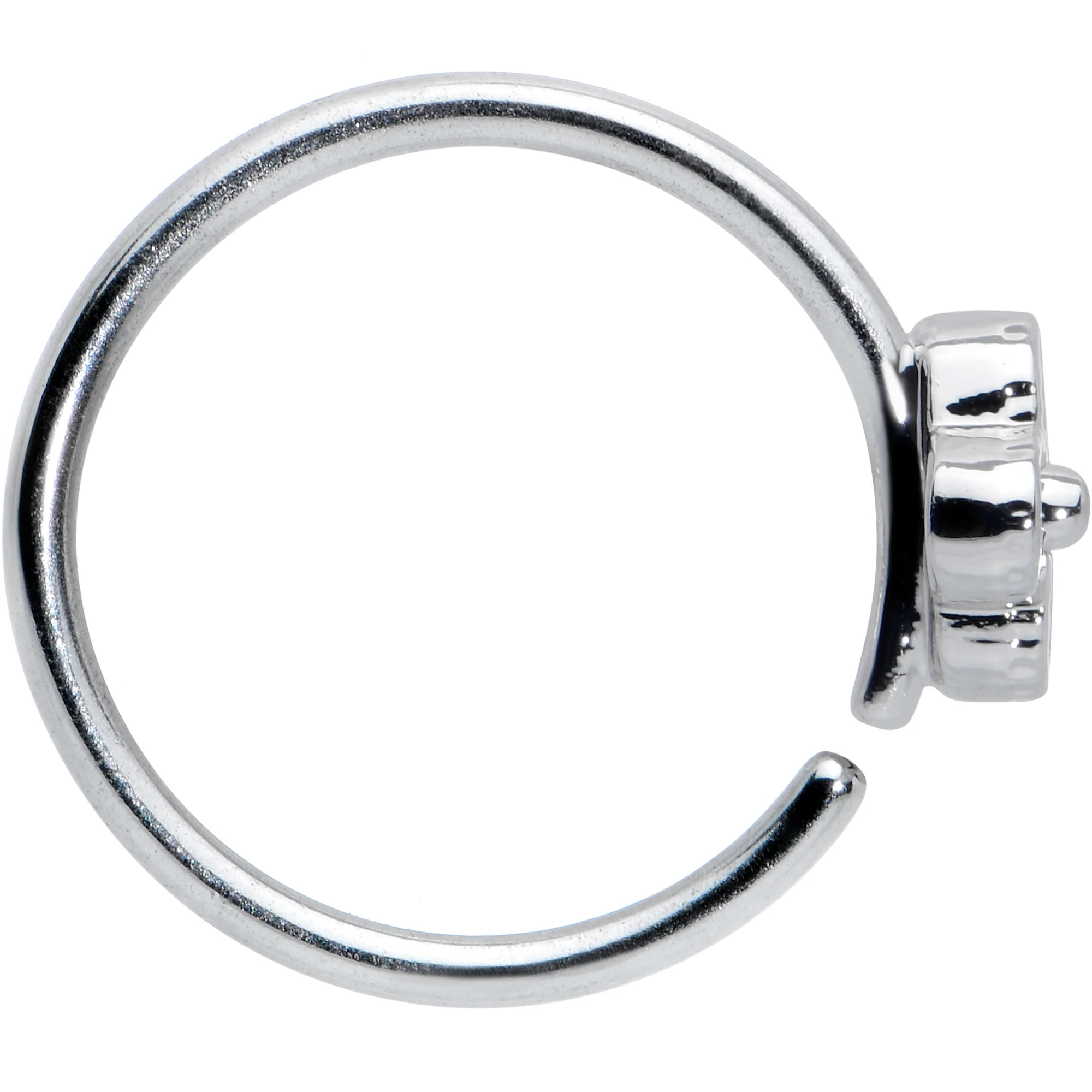 20G 3/8 Clear Gem Tiny Flower Nose Hoop - Image 3