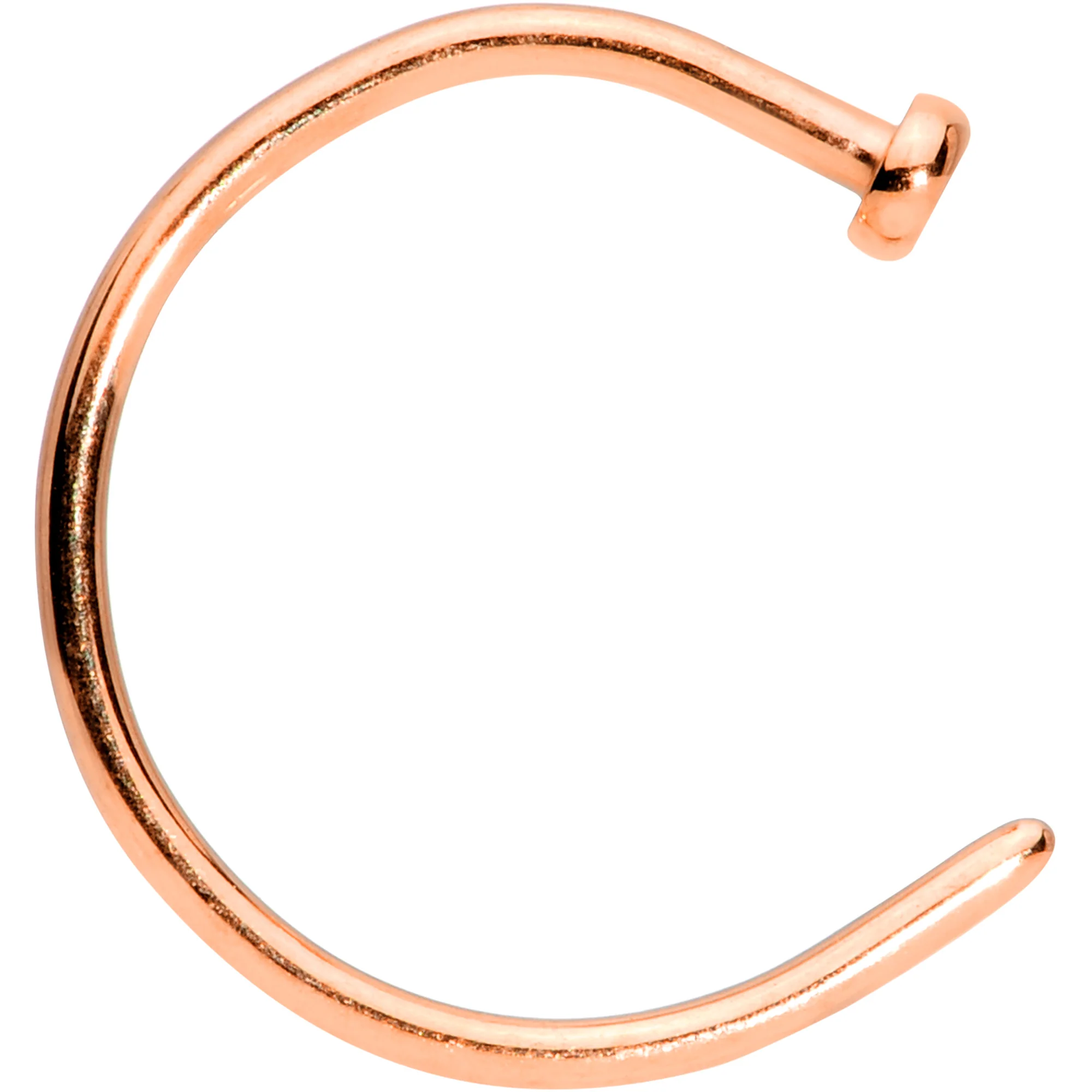 20G 3/8 Rose Gold Tone PVD Implant Grade Titanium Disc Nose Hoop - Image 2