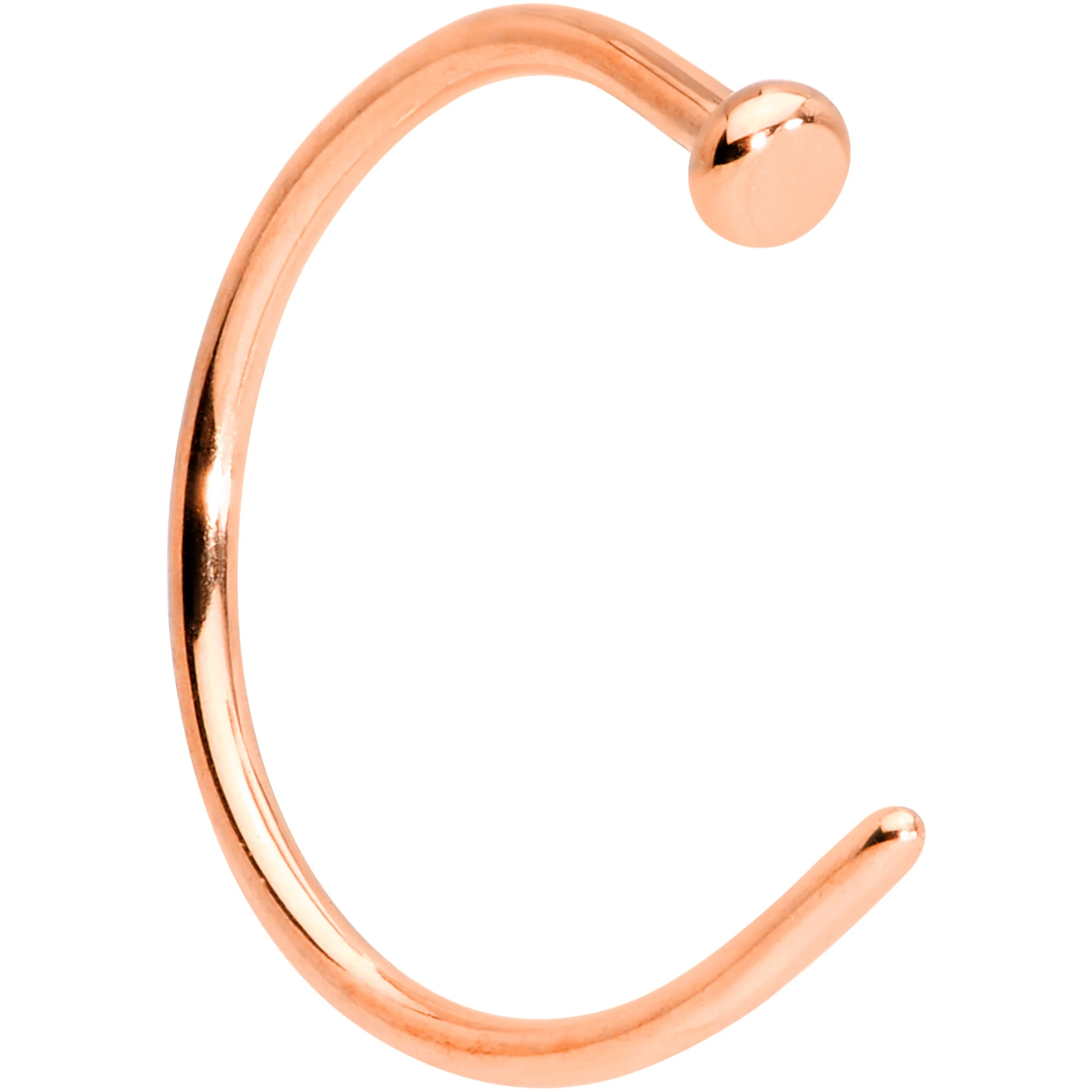 20G 3/8 Rose Gold Tone PVD Implant Grade Titanium Disc Nose Hoop - Image 3