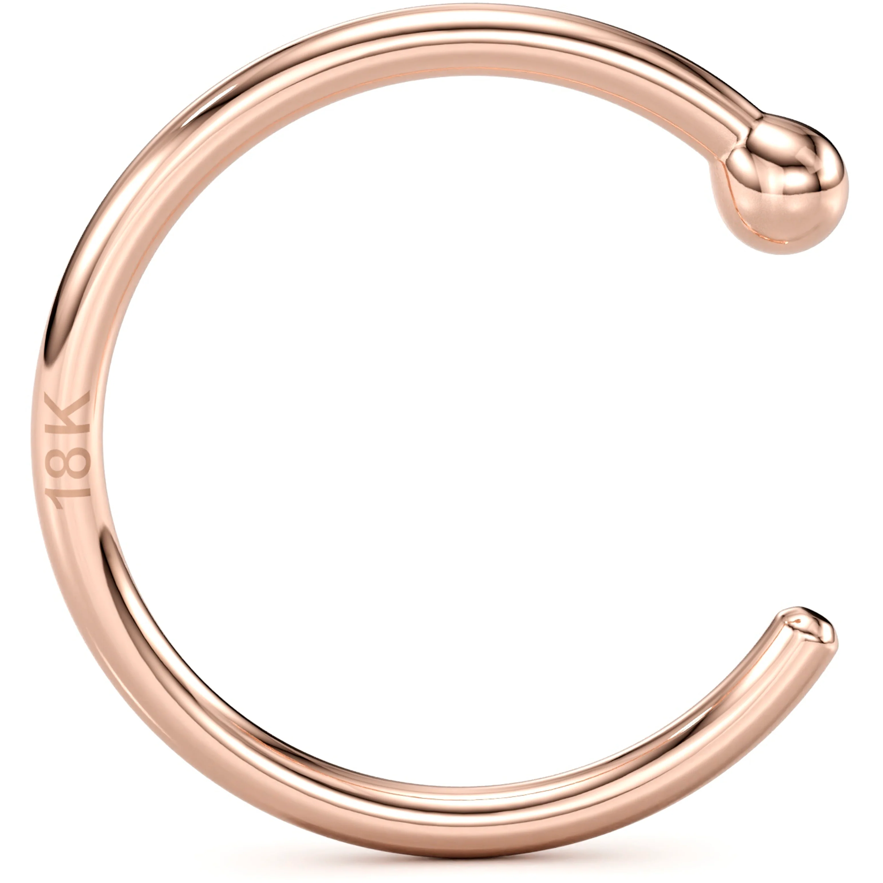20G 3/8 Solid 18K Rose Gold Nose Hoop - Image 10
