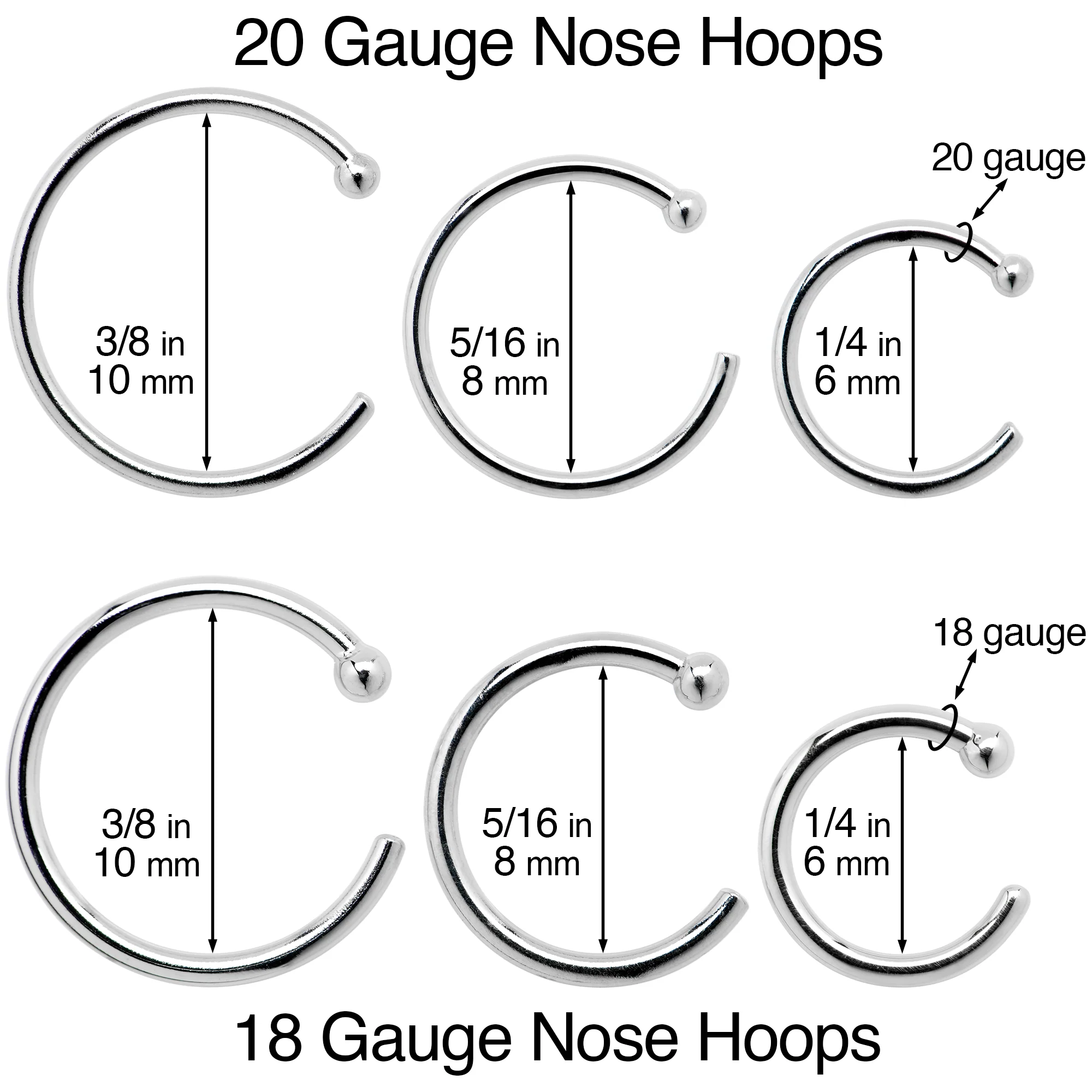 20G 3/8 Solid 18K Rose Gold Nose Hoop - Image 9