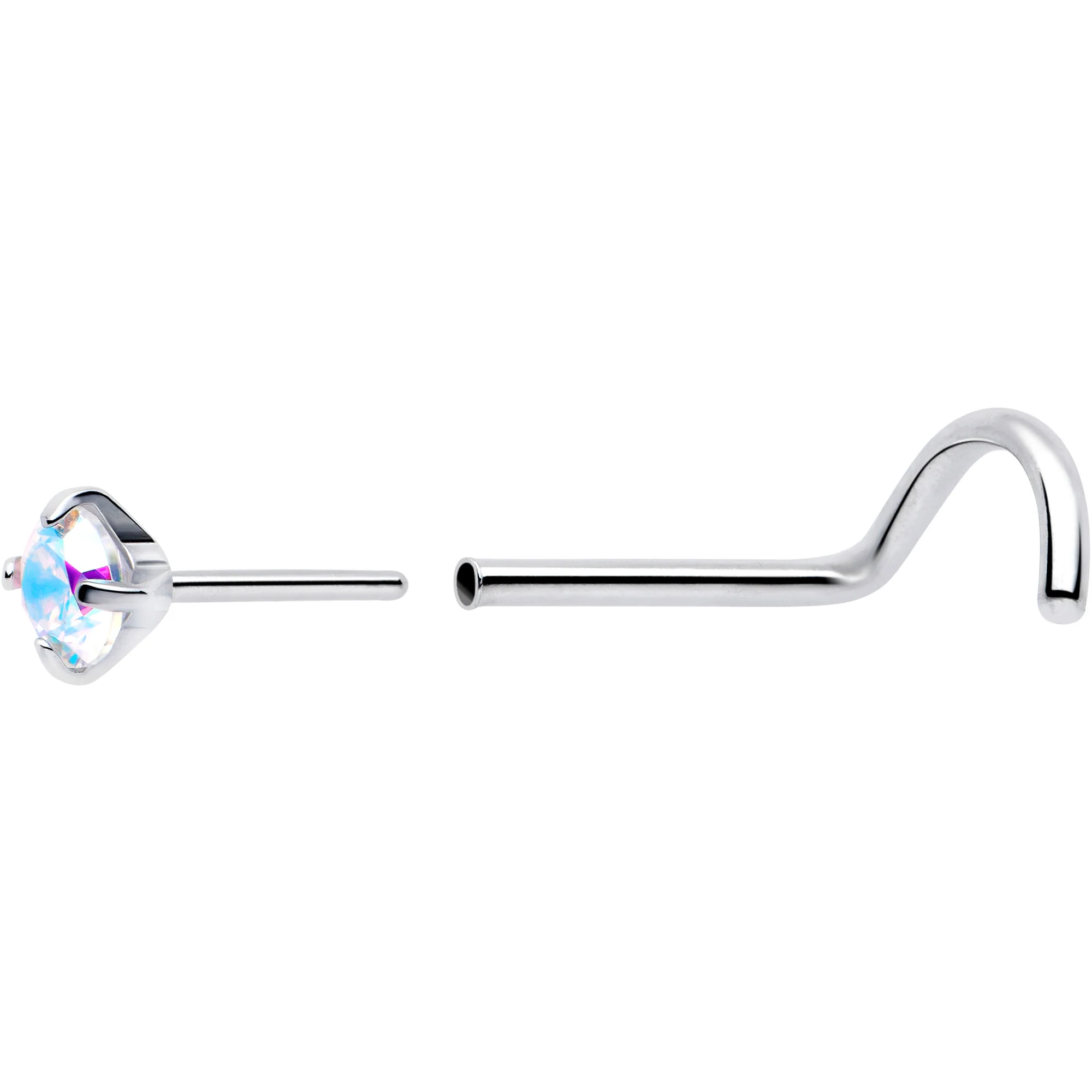 20G 3mm CZ Prong Set Push-In Threadless Nose Screw Nose Ring - Image 2