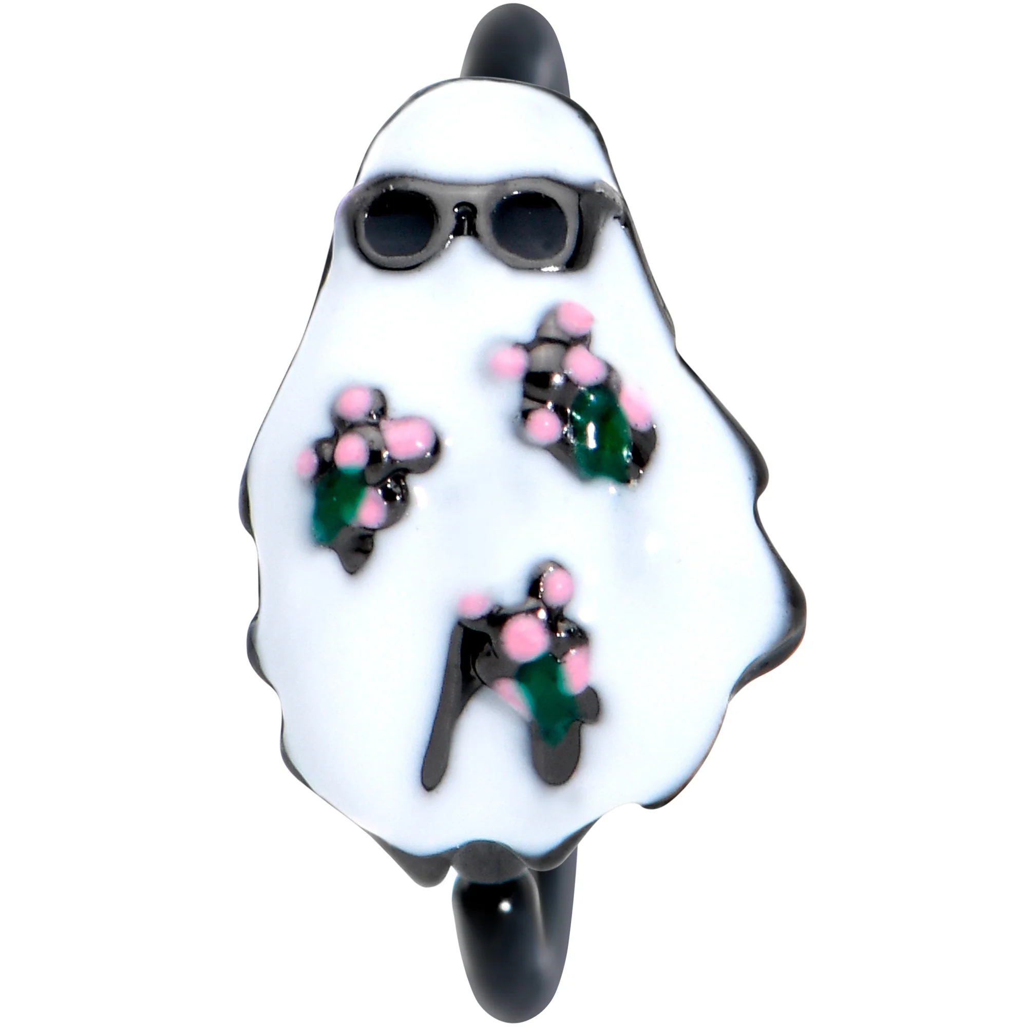 20G 5/16 Black Hipster Ghost Halloween Nose Hoop - Image 2