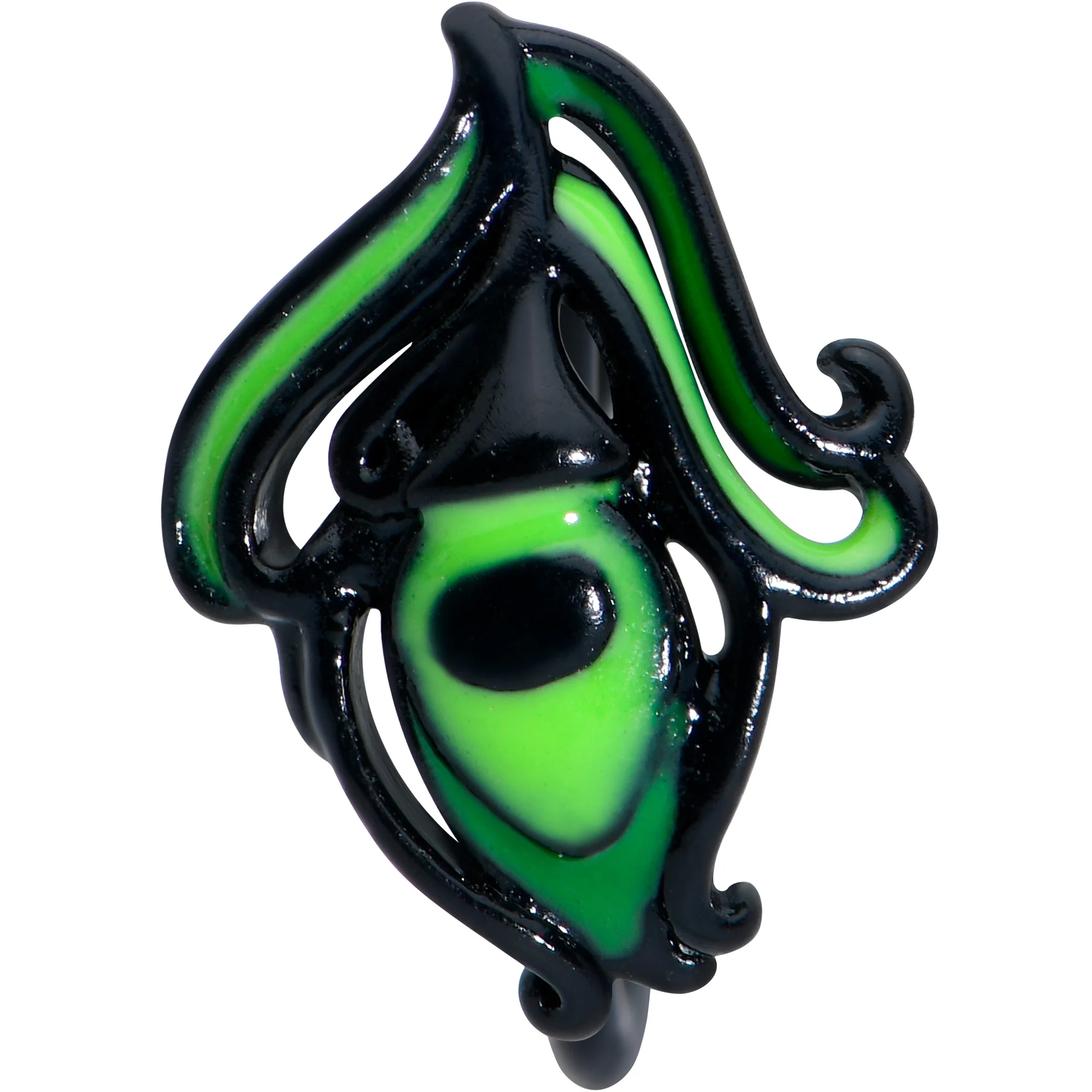 20G 5/16 Black Striking Peacock Feather Nose Hoop - Image 2