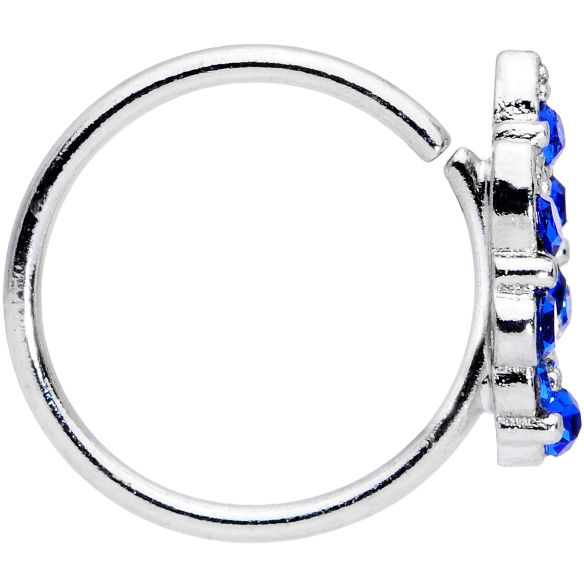 20G 5/16 Blue CZ Gem Chandelier Nose Hoop - Image 3