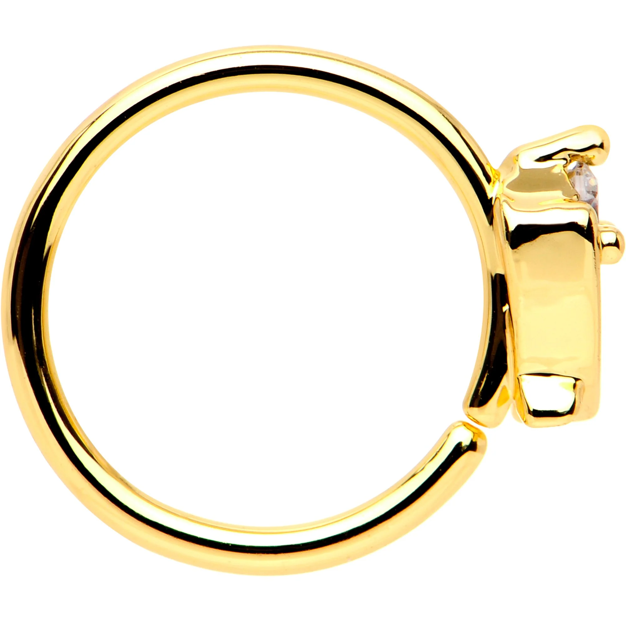 20G 5/16 Clear CZ Gem Gold PVD Crisscross Seamless Circular Ring - Image 3