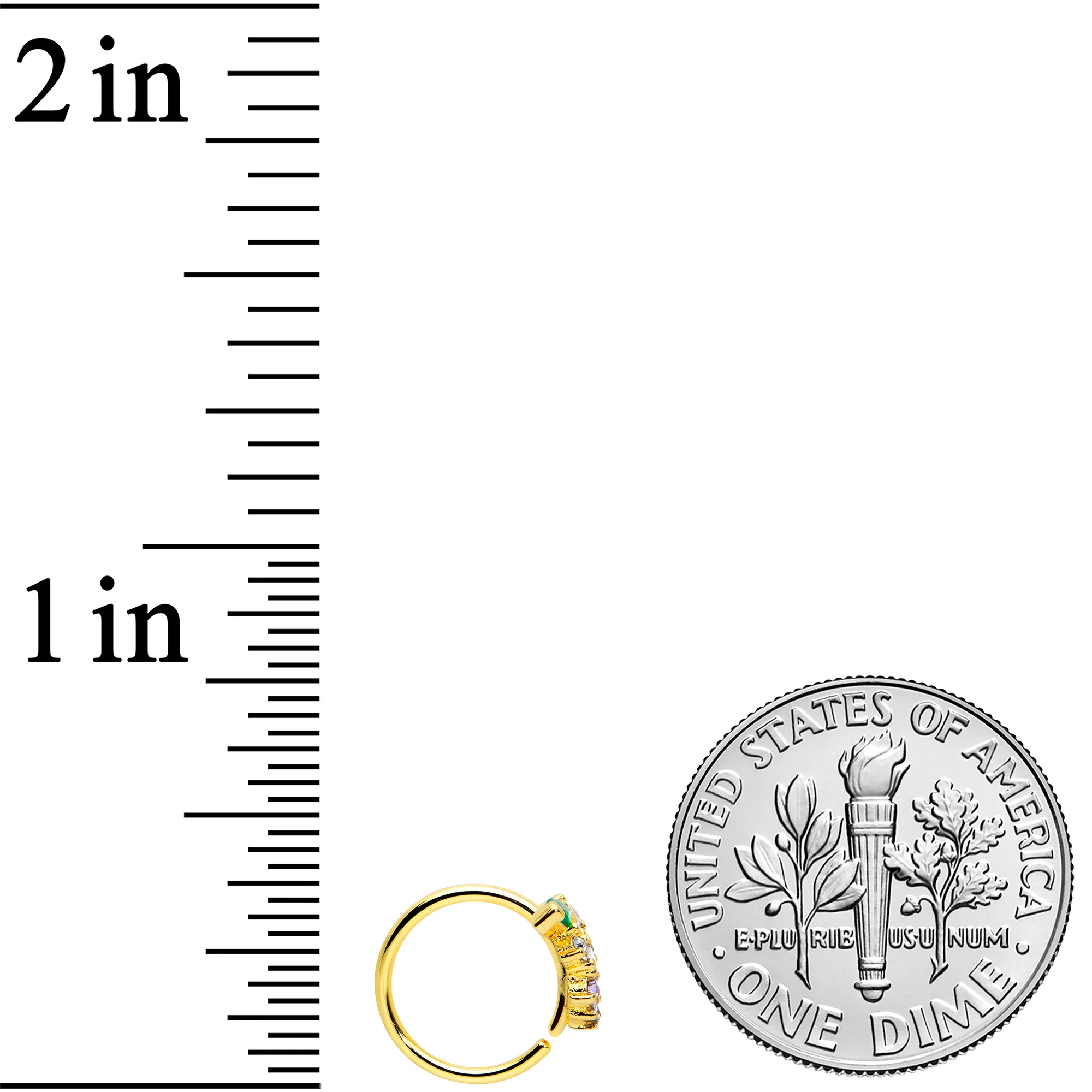 20G 5/16 Clear Cz Gem Gold Tone Bunch Grapes Nose Hoop - Image 4