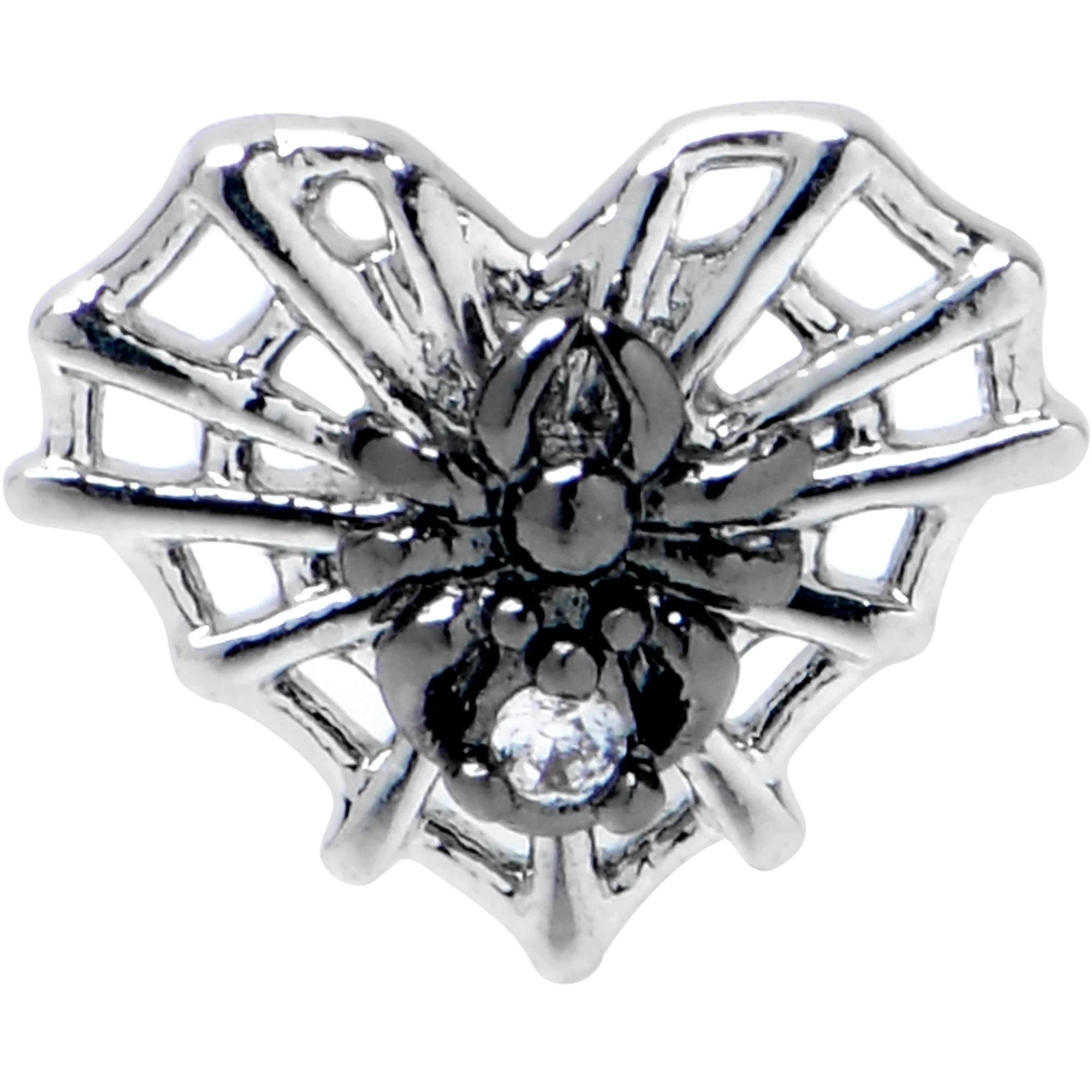 20G 5/16 Clear CZ Gem Heart of Spider Nose Hoop - Image 2