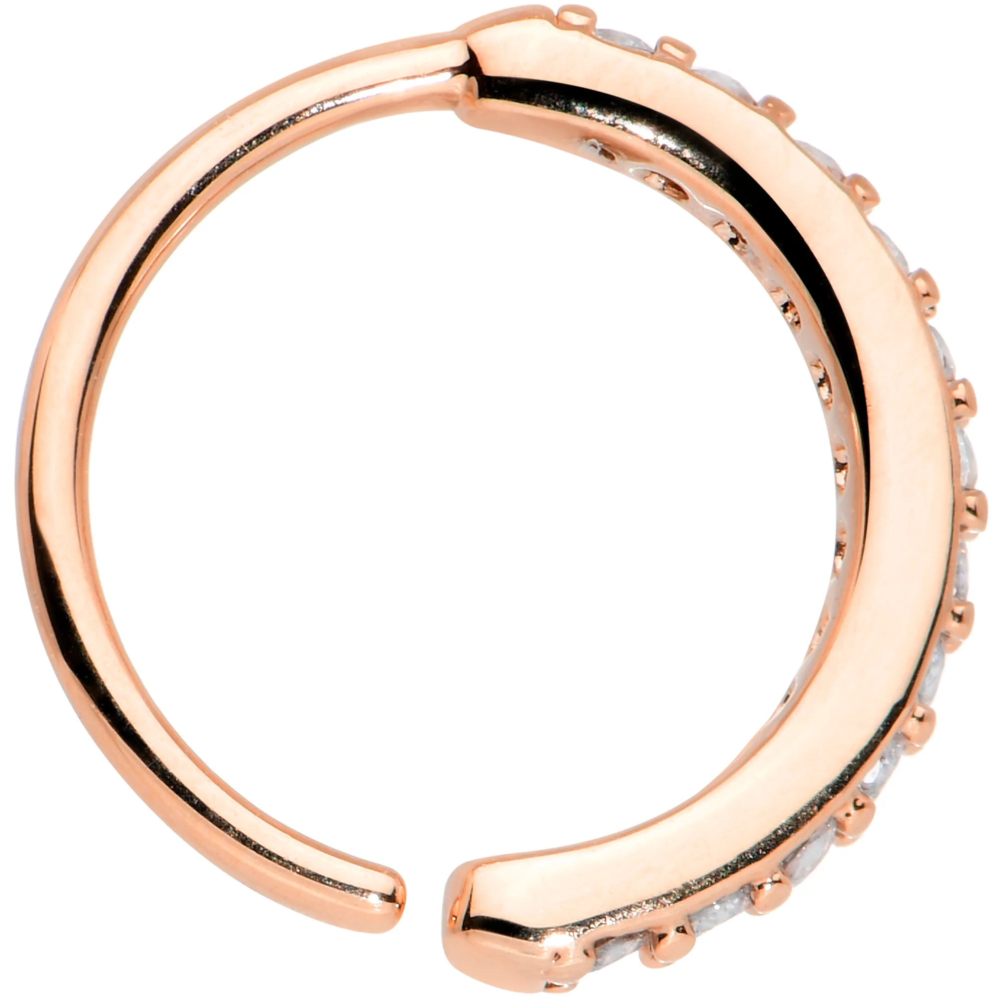 20G 5/16 Clear CZ Gem Rose Gold Tone Forward Facing Nose Hoop - Image 2