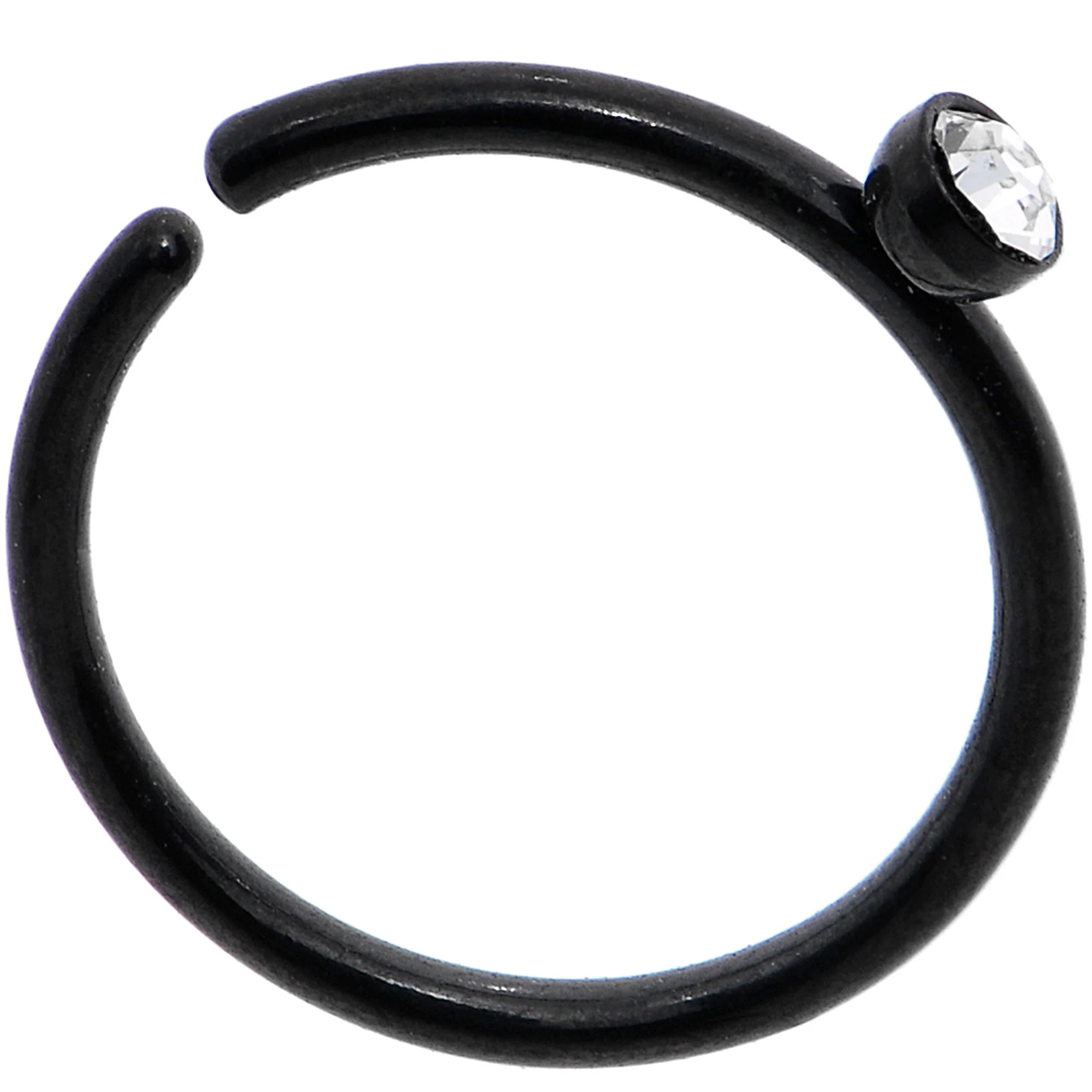 20G 5/16 Clear Gem Black IP Seamless Circular Ring - Image 2