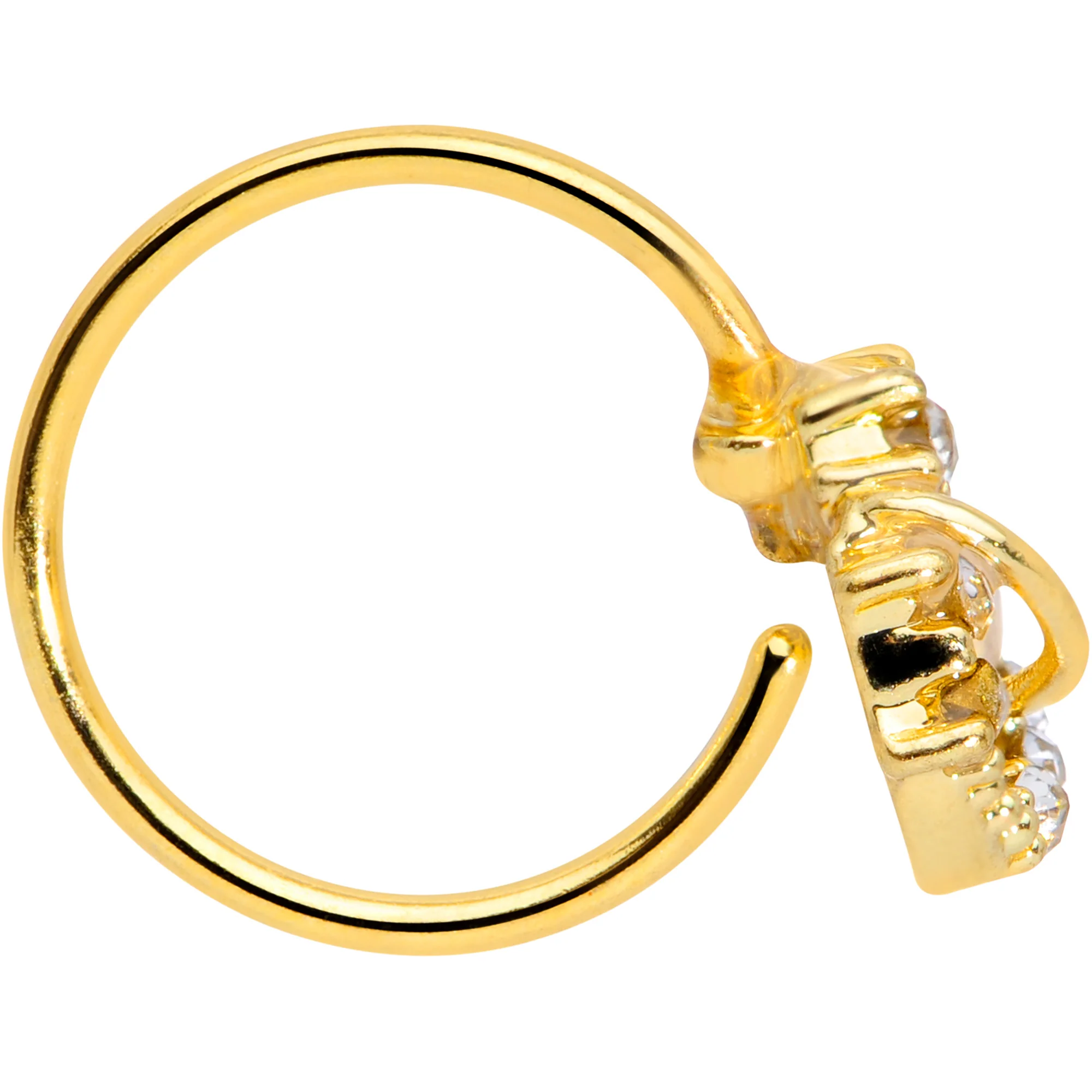 20G 5/16 Clear Gem Gold Tone Saturn Moon Nose Hoop - Image 3