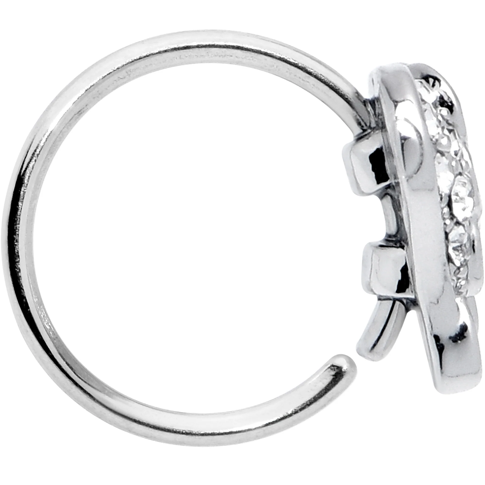 20G 5/16 Clear Gem Heavenly Heart Angel Wing Black Nose Hoop - Image 3