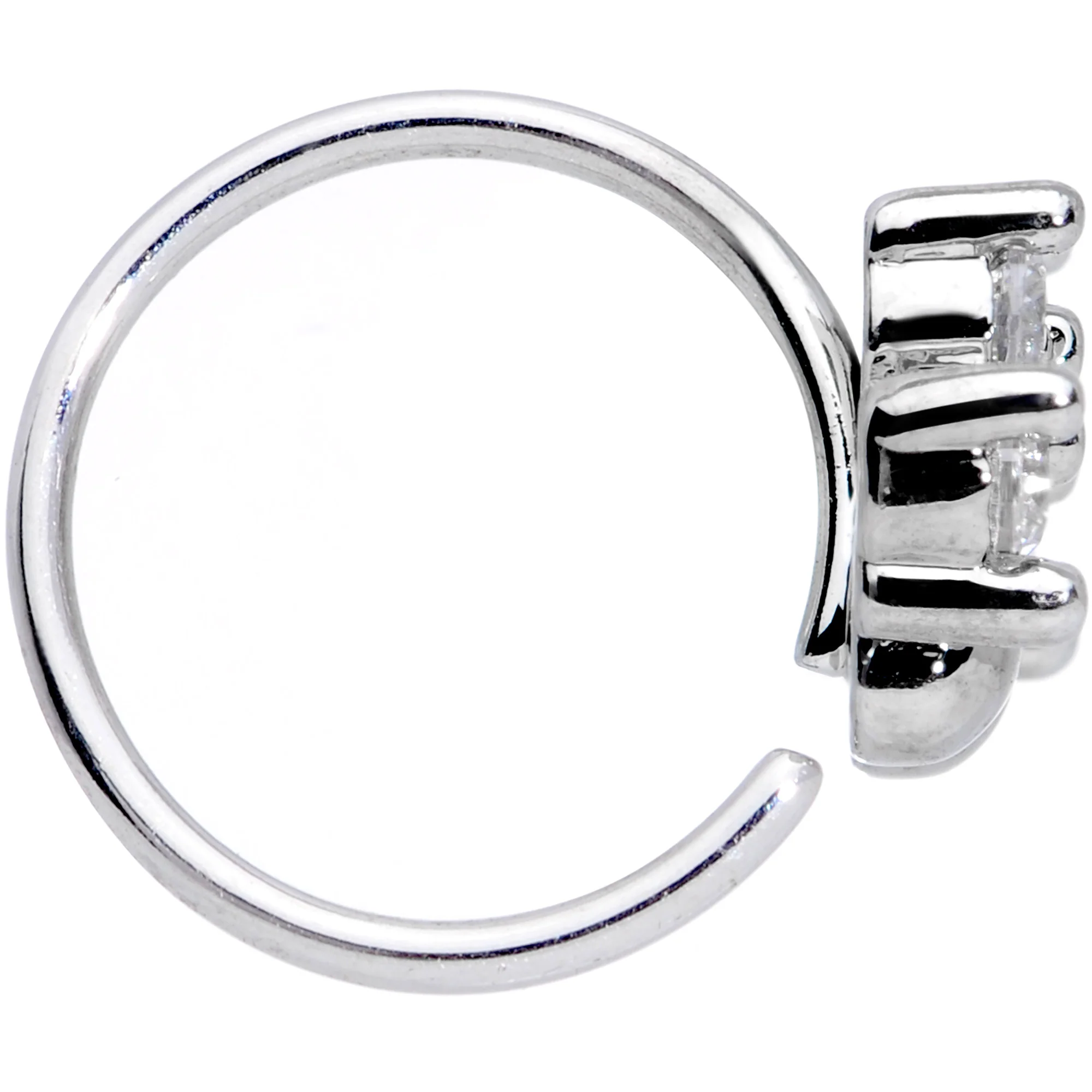 20G 5/16 Clear Gem Paw Print Cat Nose Hoop - Image 2