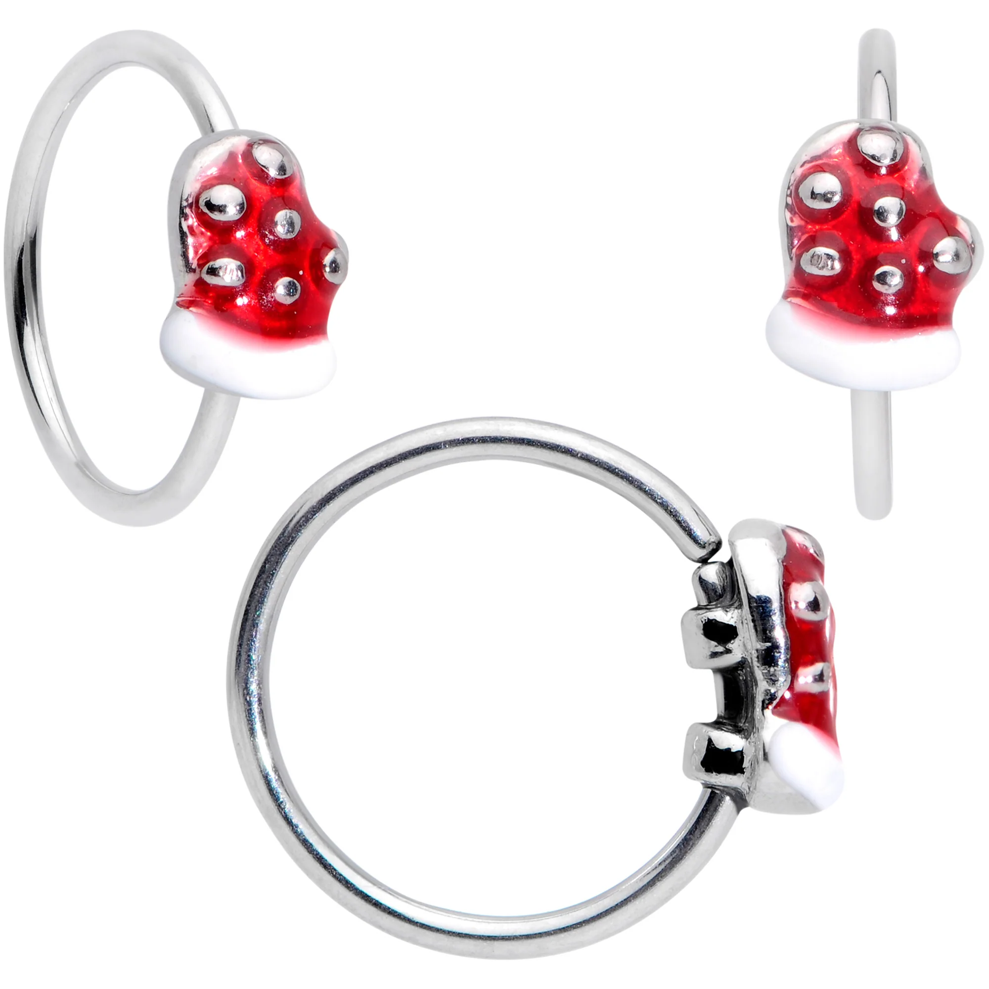 20G 5/16 Clear Gem Snowflake Stocking Nose Bone Hoop Set of 3 - Image 4