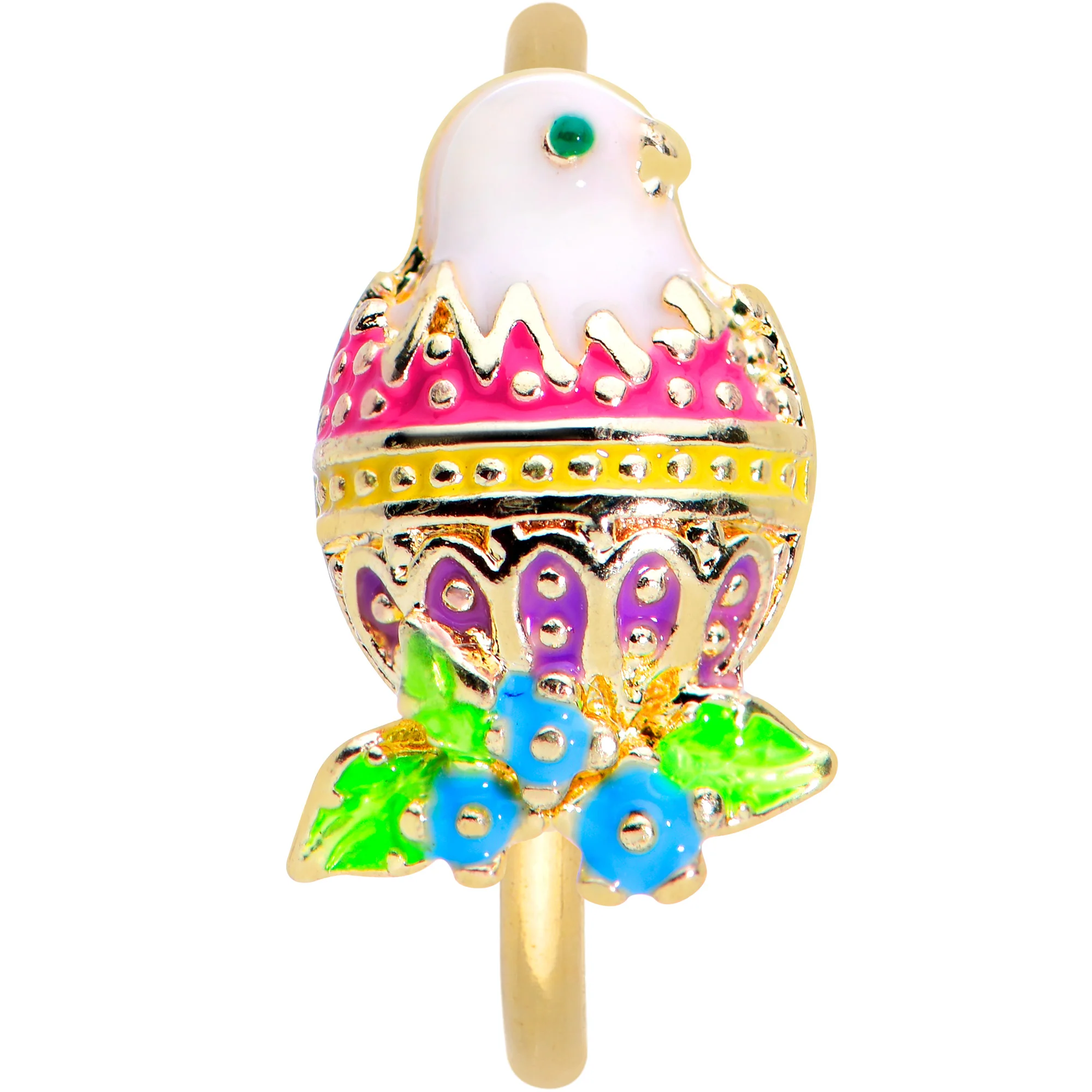 20G 5/16 Gold Tone Hatched Chick Easter Egg Nose Hoop - Image 2