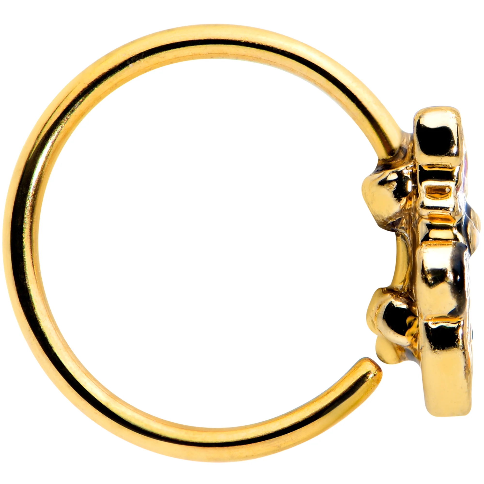 20G 5/16 Gold Tone Pumpkin Black Cat Halloween Nose Hoop - Image 3